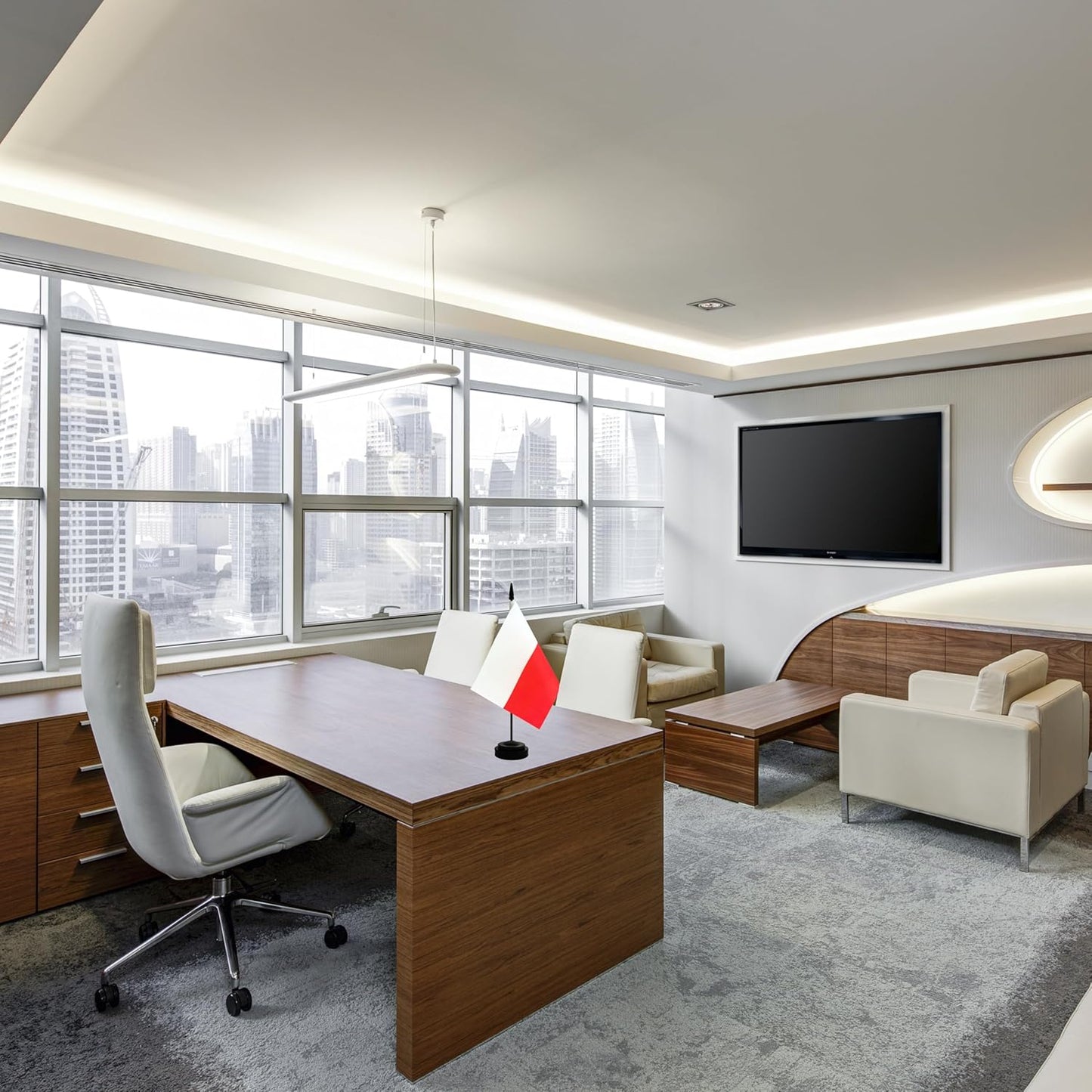 2 Pack Poland Desk Flag, Polish Table Office Flag with Solid Pole and Stand Base, International Country Flag, Festival Celebration, Classroom Meeting Desktop Decoration (Poland)