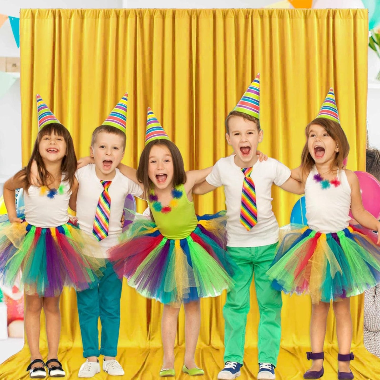 2 Panels Yellow Backdrop Curtain, 10 x 7 Feet Background Curtains for Parties, Weddings, Baby Showers, Bachelorette Halloween, Christmas Birthday Party Photoshoot Backdrop Curtains Decorations