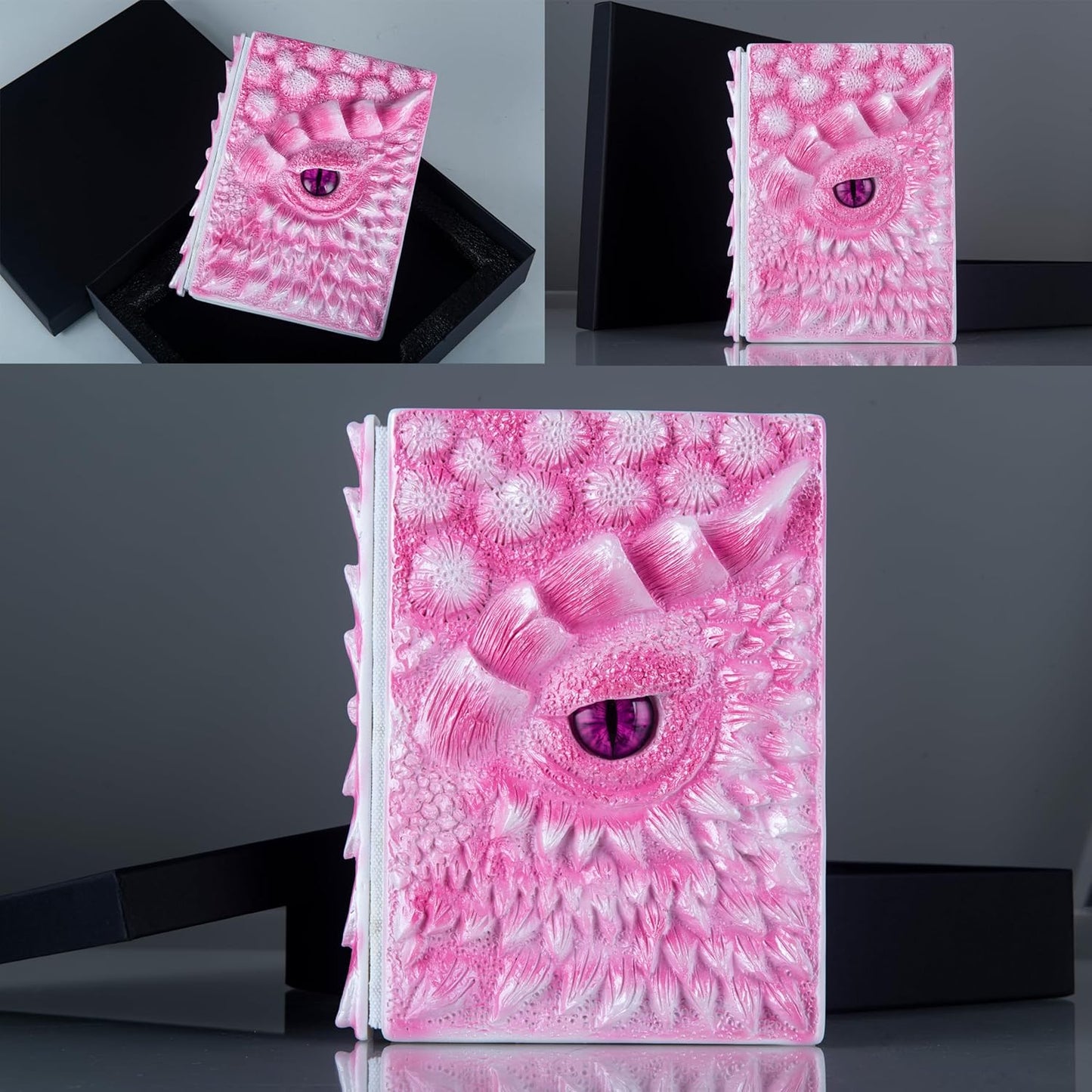 3D Dragon Eye Embossed Journal,Resin Engraving Notebook,Dnd notebook for Dragon Lovers ,Blank Paper,Hardcover Travel Notepad for Writing,Sketchbook,Collection,Gift,Decoration A4 and A5 Size (A5-Rose)