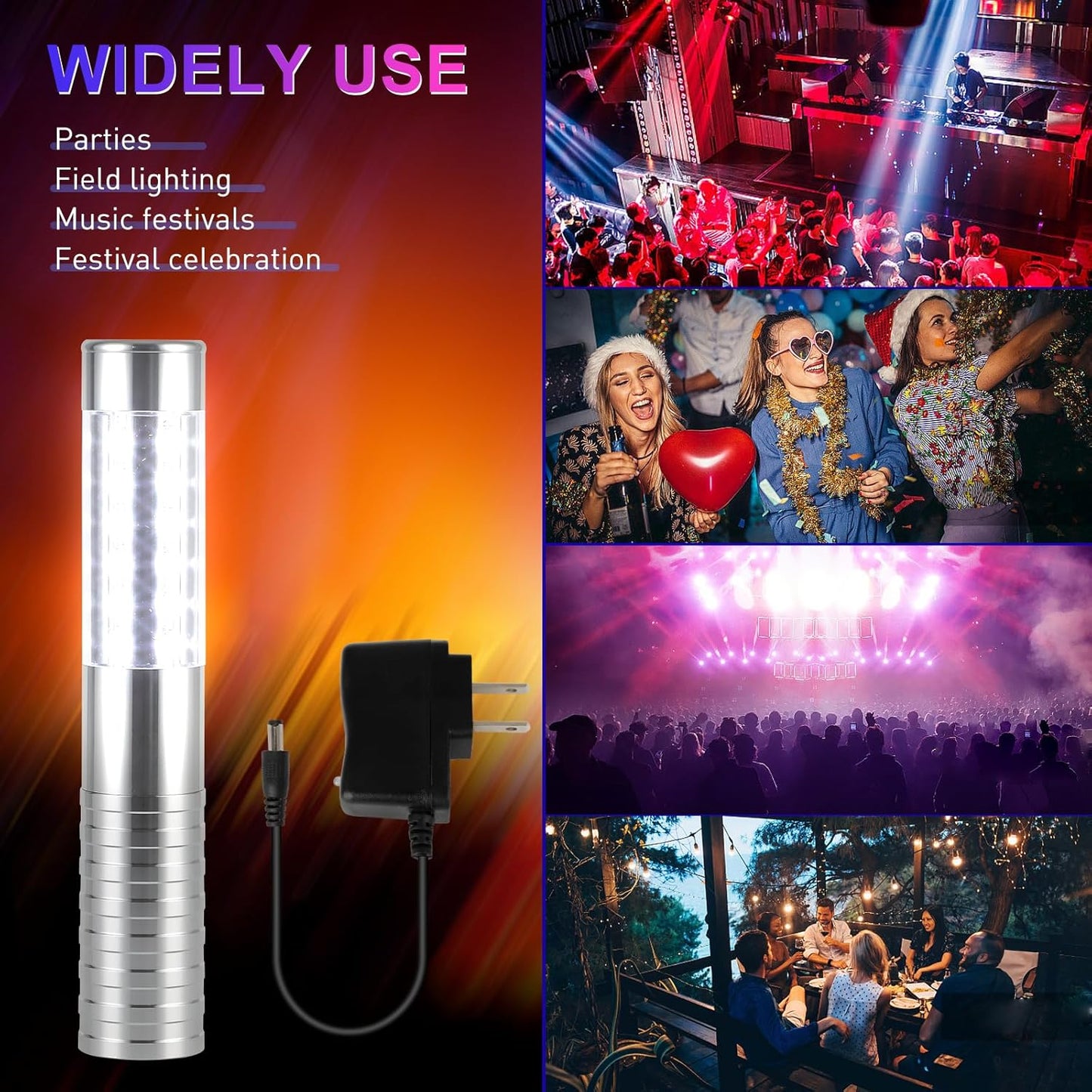 WILON Bottle Service Lights Rechargeable Bottle Service Sparklers Reusable Handheld Girl Lights LED Baton Strobe Light for Parties Bar Club Nightclub Birthday Weddings - 4 Pack