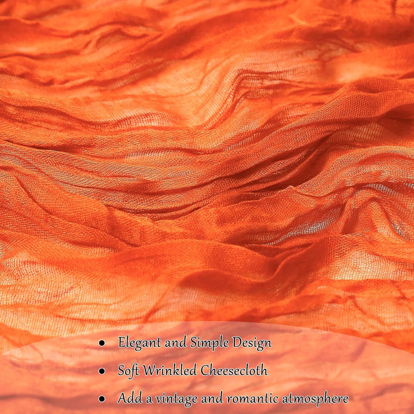 10-Pack Orange Cheesecloth Table Runners – 10FT (35x120 Inch) Boho Rustic Gauze Fabric Cheese Cloth Table Runner for Weddings, Baby Showers, Bridal Shower, Farmhouse & Birthday Party Decor