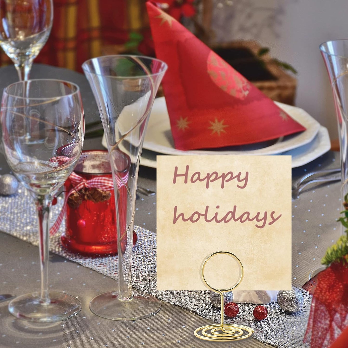 26Pcs Table Number Holders, Place Card Holders, Wire Picture Holders, Small Table Card Holders, Photo Holders for Centerpieces, Wedding Reception, Party, Birthday (Gold)