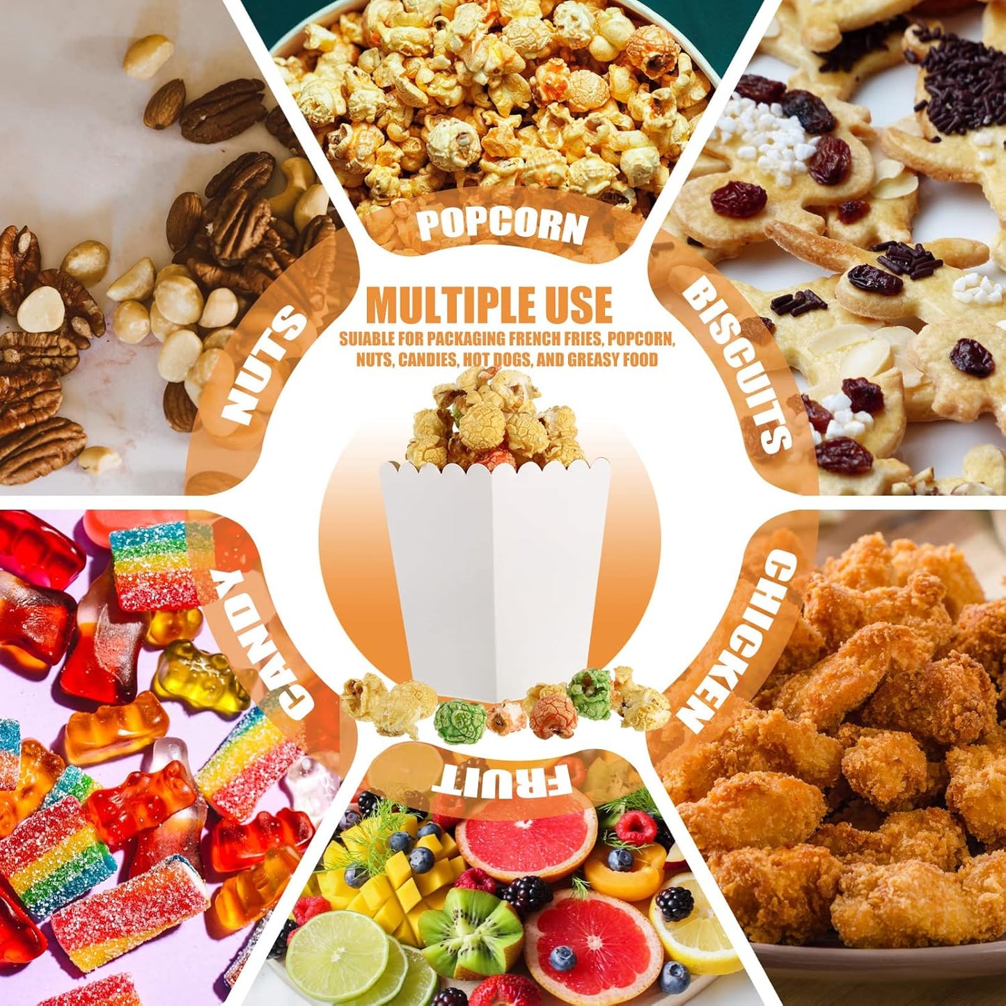 Zopeal 200 Pcs Mini Popcorn Boxes and Clear Treat Bag Set, Bulk Popcorn Bags Open Top Paper Popcorn Containers with Treat Bags Popcorn Candy Boxes for Movie, Party, 3 x 4 Inch (White)