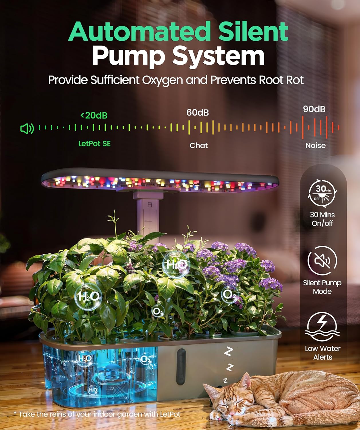 LetPot LPH-Air Hydroponics Growing System Kits, APP & WiFi Controlled Smart Indoor Garden with Adjustable 24W Grow Light Full Spectrum, 10 Pods Planter Indoor Gardening for Gifts, Kitchen, Vegetable