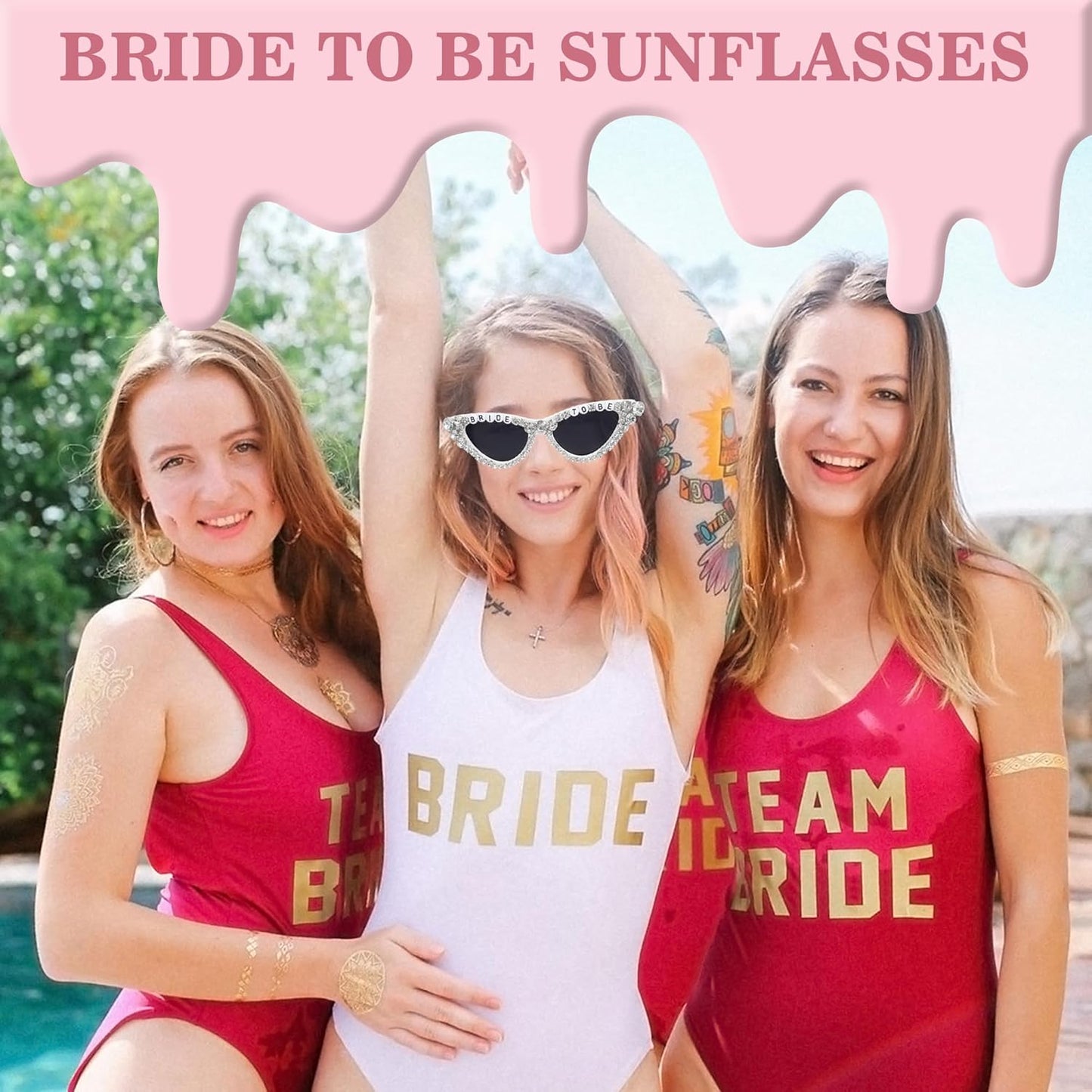 Bride Sunglasses for Bachelorette White Heart Glasses for Bride to Be Gift, Bachelorette Accessories Party Favors