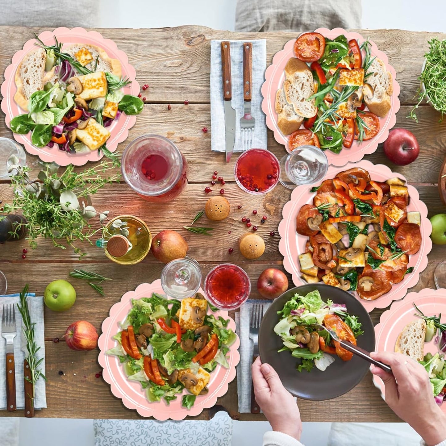 48 Pcs Pink Paper Plates 9 Inch Scalloped Dessert Plates - Disposable Pink Cake Plate - Baby Shower Birthday Party Wedding Bridal Party Supplie