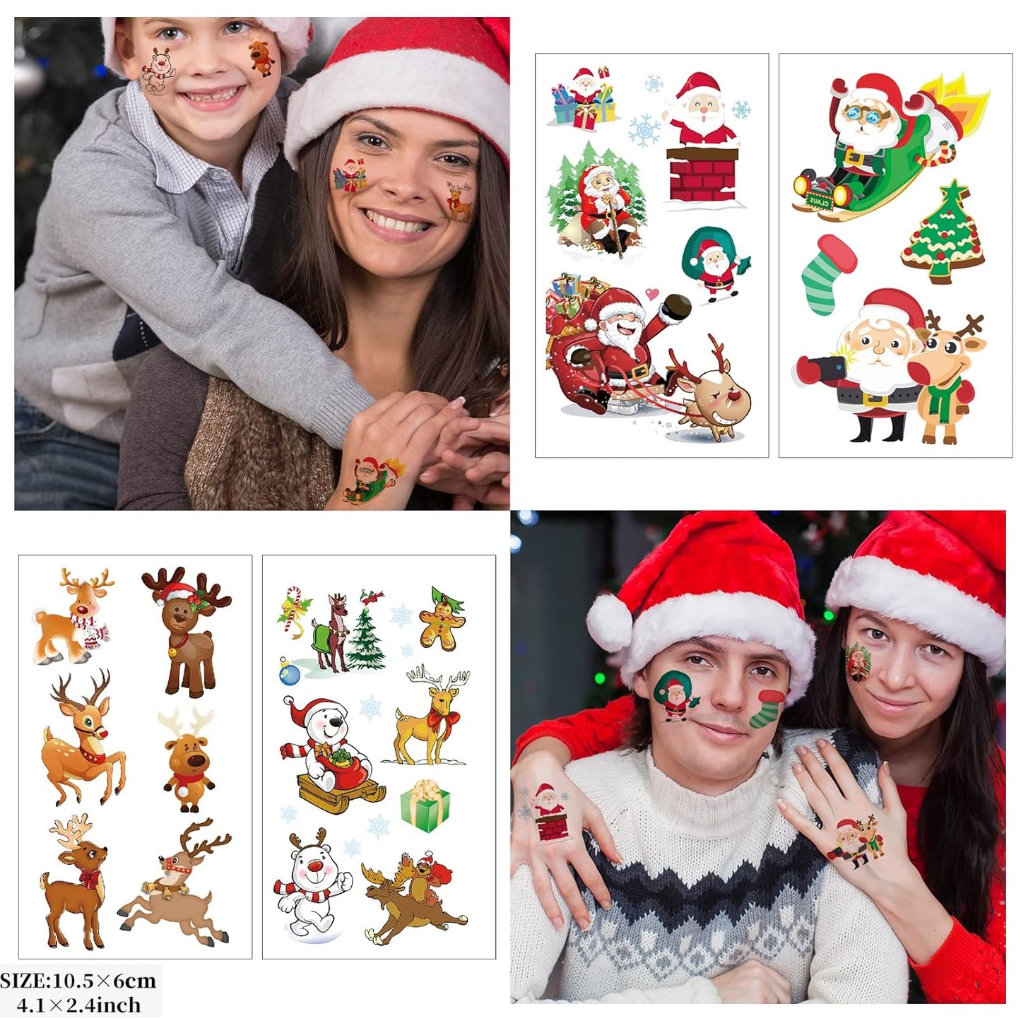 42 Sheets Christmas Temporary Tattoos for Kids - 260+ PCS Christmas Tattoos Cute Designs for Merry Christmas Party Favors, Stocking Stuffer, Christmas Eve Gift, Tree Lights, Santa for Christmas Party