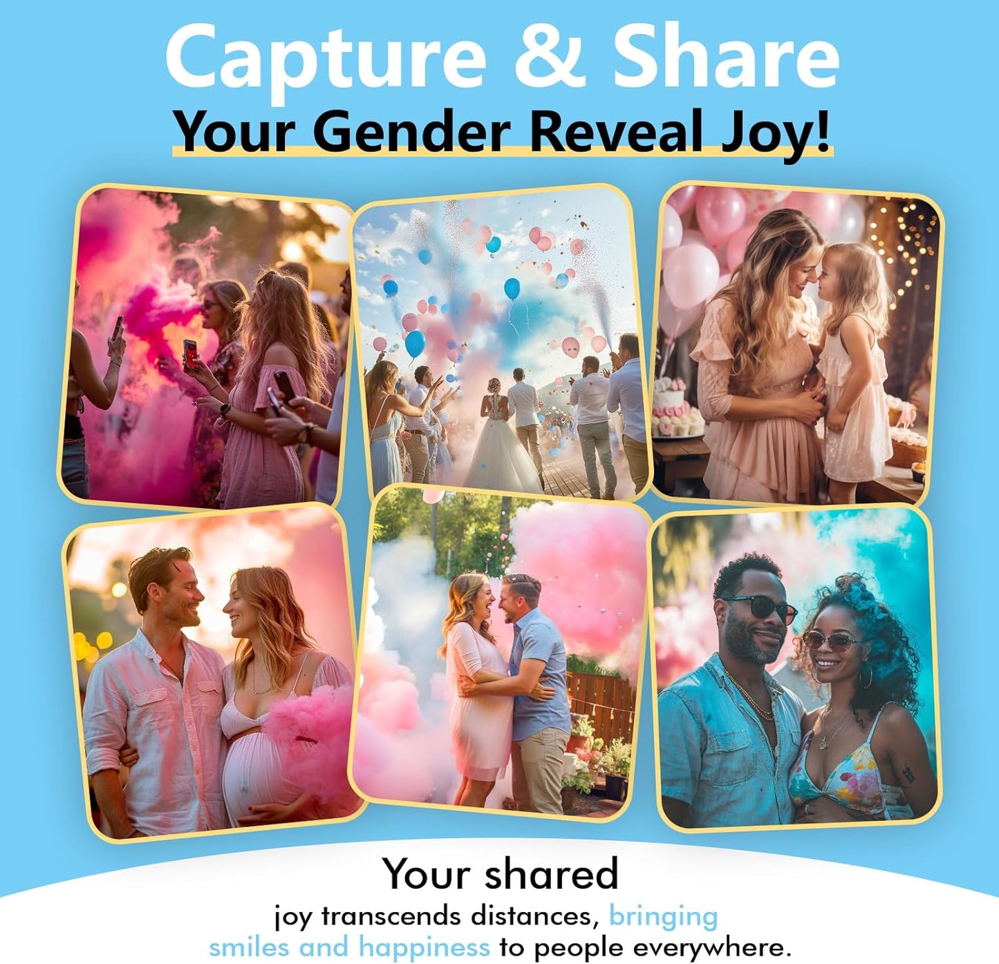 Previvo Gender Reveal Confetti Powder Cannon - 4 Pack Blue Baby Gender Reveal Poppers - 100% Biodegradable Powder Smoke - Ideas Party