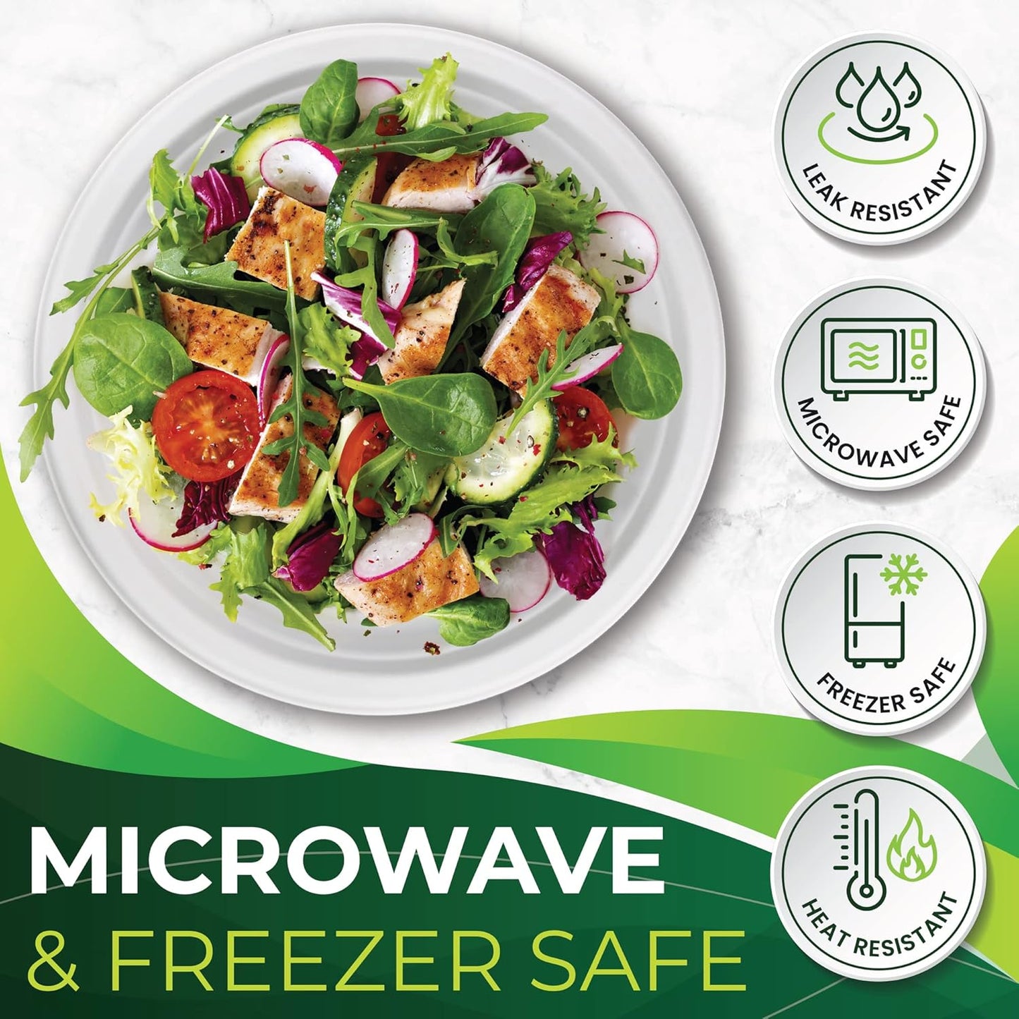 150pcs 100% Compostable Paper Plates (10in), Heavy Duty, Eco Friendly, Biodegradable Made of Sugarcane Fiber