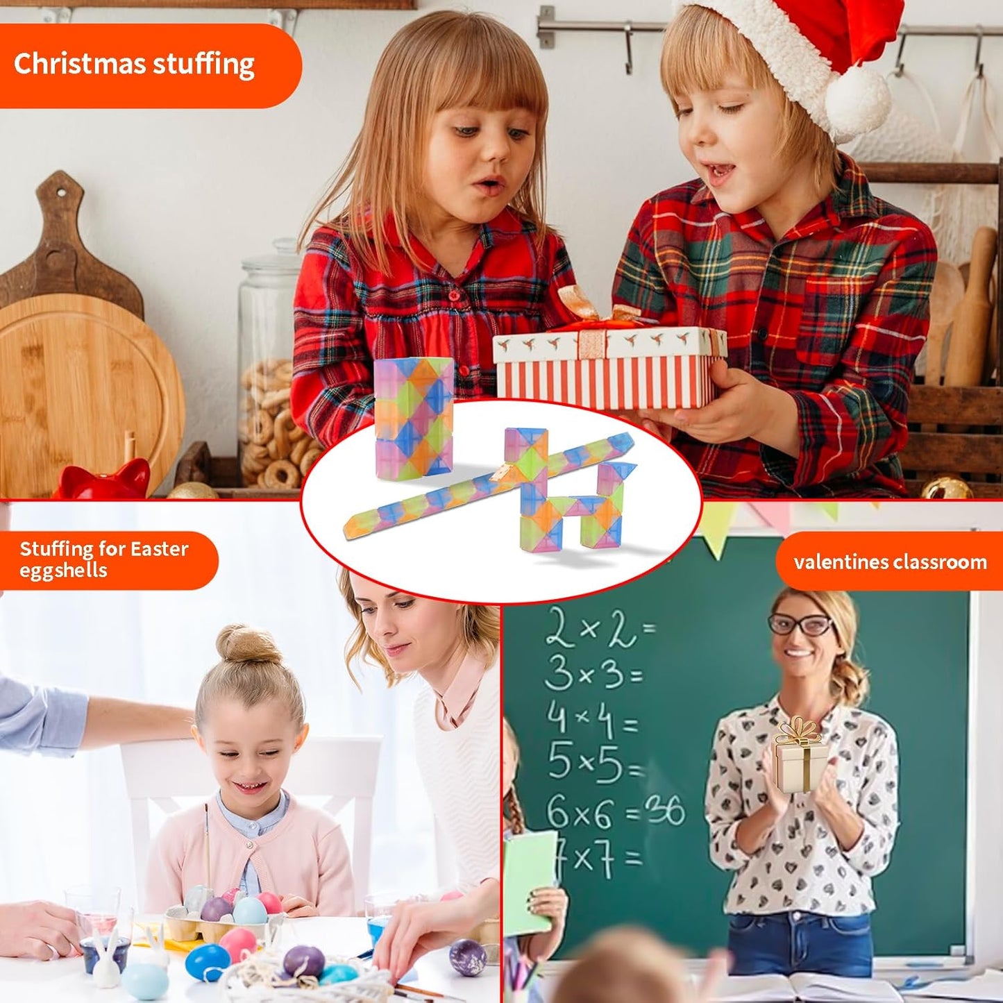 30pcs Bulk Fidget Glow in the Dark Snake Cube, Party Favors ,Goody Bag ,Bulk toys,Brithday Classroom Prizes,Pinata Stuffers Treasure Box for School Students Gifts for Boys and Girl