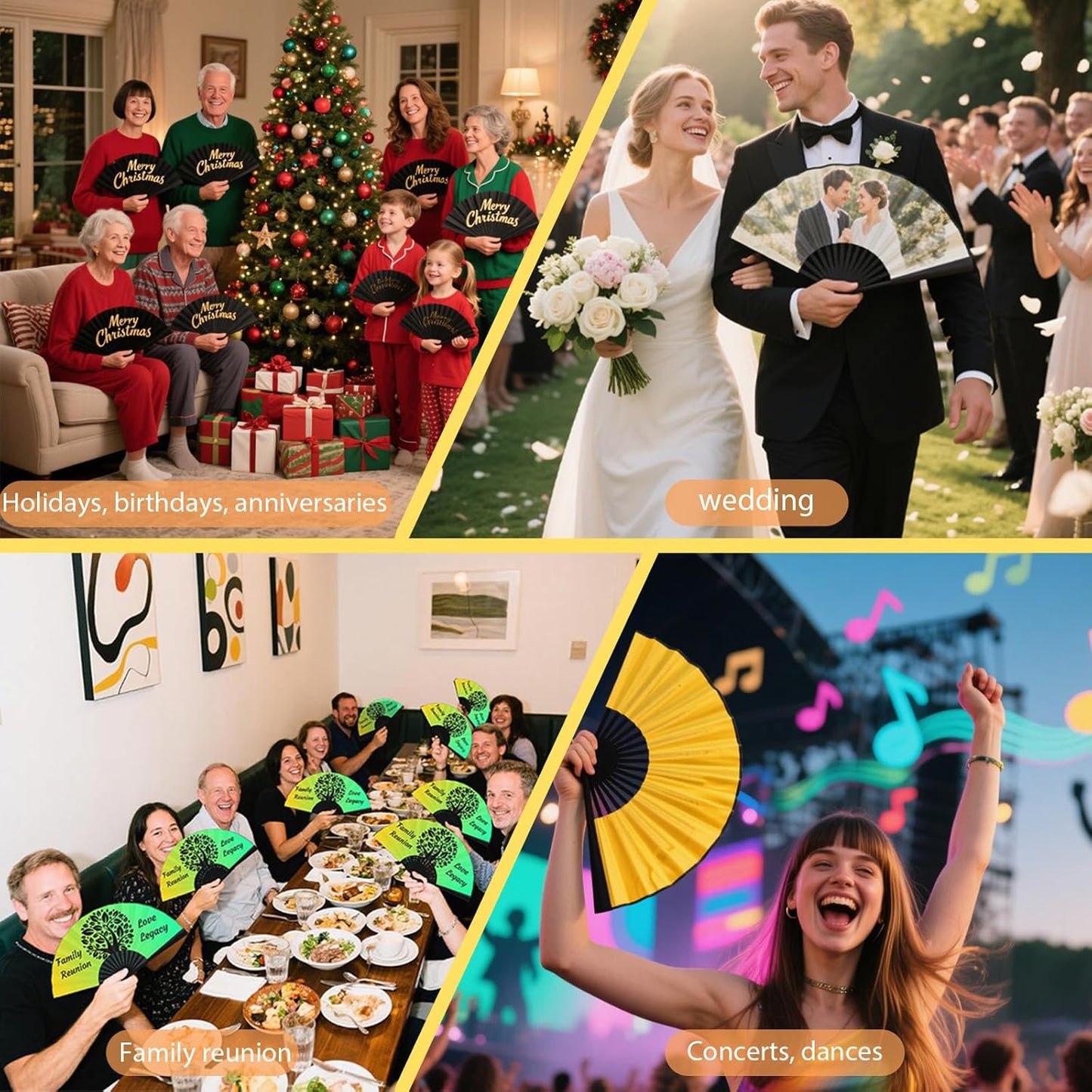 Custom Fans with Your Photo/Text - Personalized Folding Hand Fan for Line Dancing, Weddings, Parties | Decorative Gift for Women, Church Events & Dance Performances (100, 10 Inch)