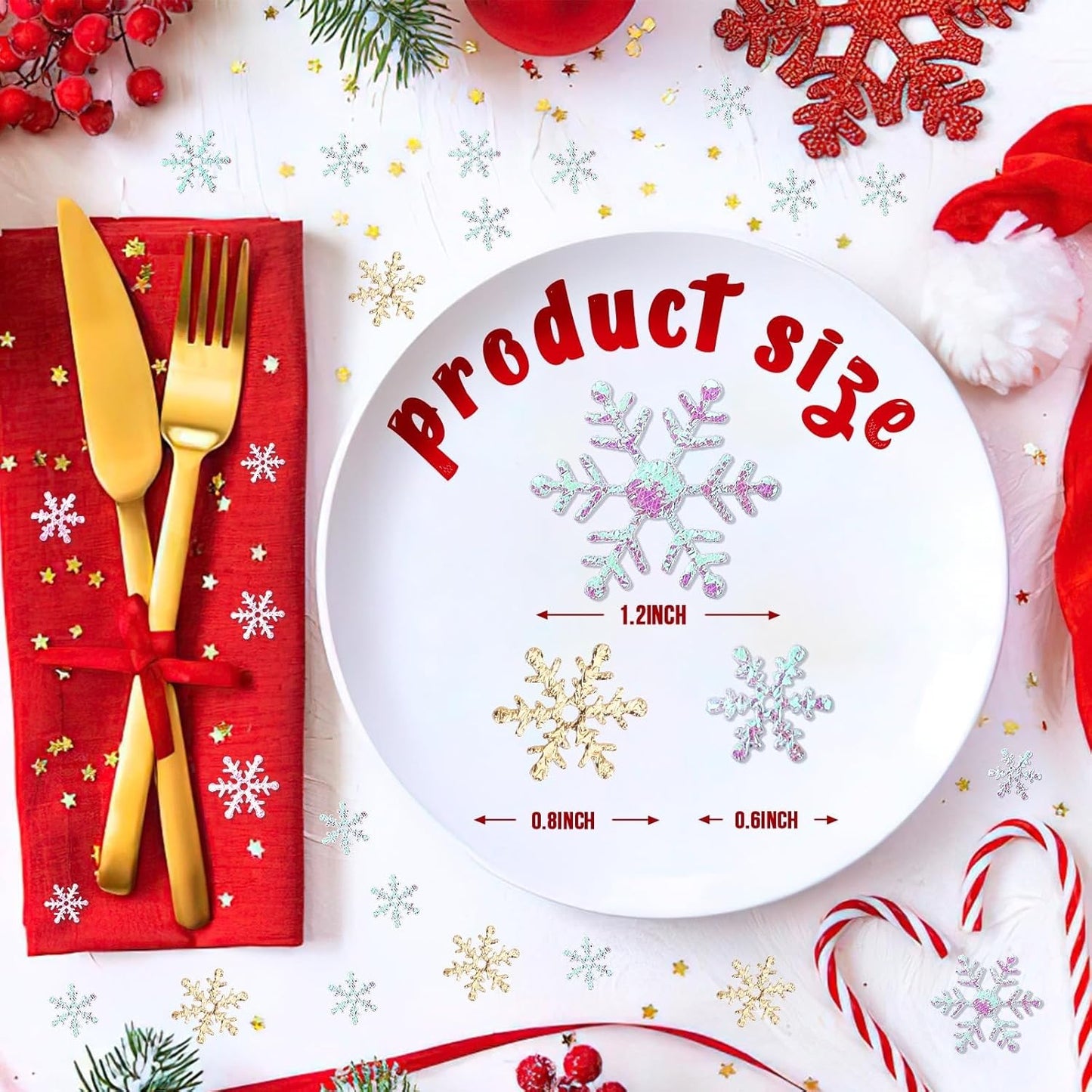 MARFOREVER Snowflake Confetti Decorations, Christmas Snowflake Glitter Confetti White Gold Winter Scatter Sprinkle Table Centerpiece for Winter Wonderland Snow Wedding Birthday Holiday Party Supplie