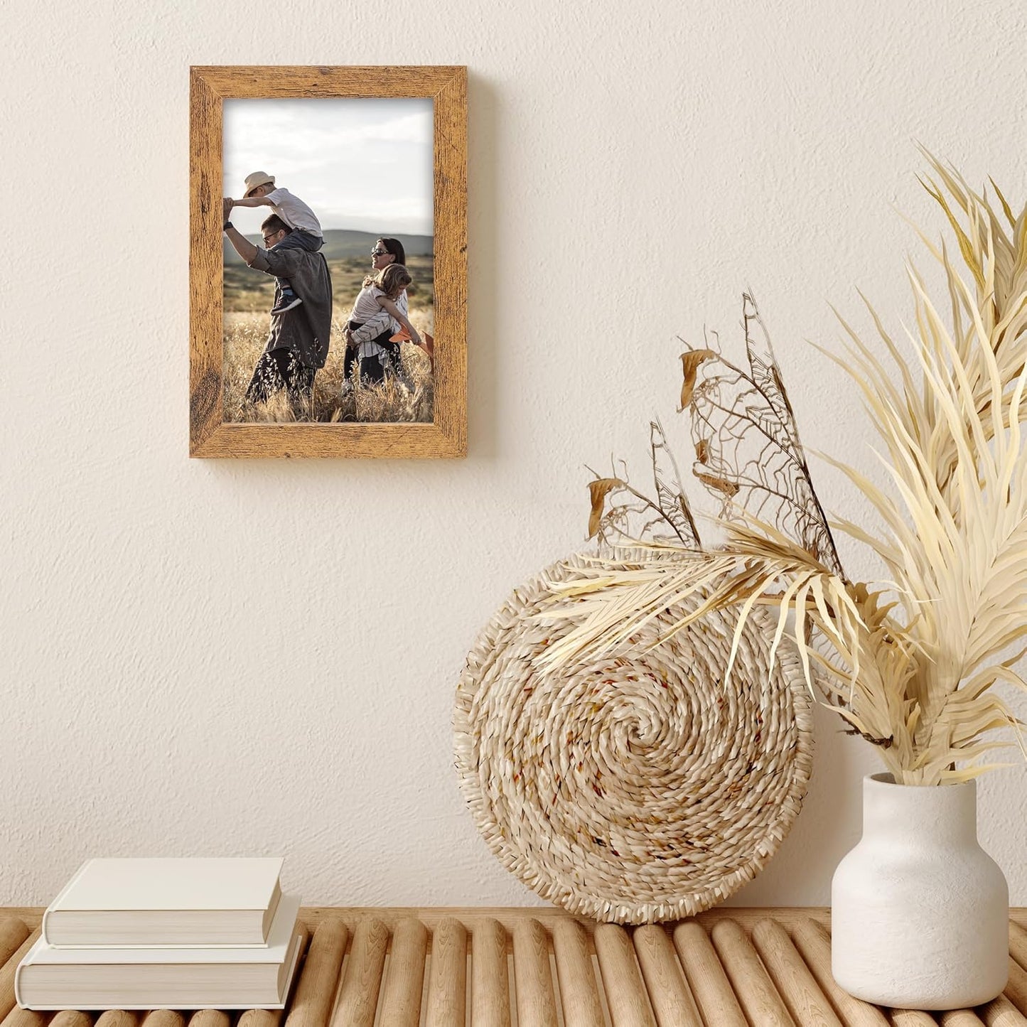 TWING 4 x 6 Picture Frames Set of 6, Rustic Photo Frames Collage for Wall Decor Mounting or Table Display,Home Decorative Collage Picture Photo Frame Wood Brown,Walnut