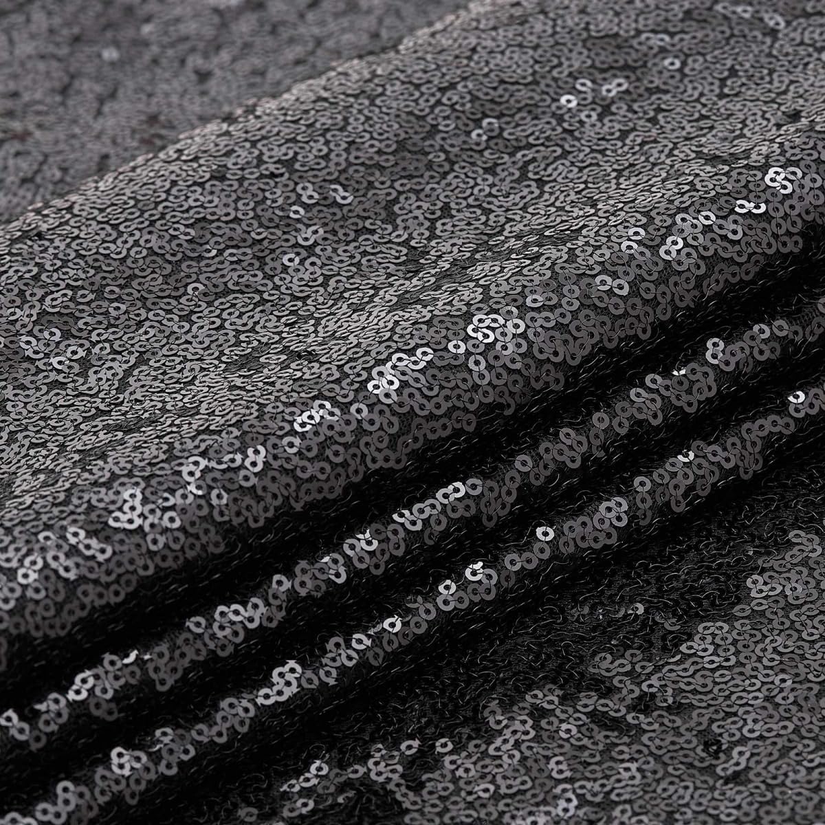 Black Backdrop for Halloween Decorations: Sequin Photo Curtains 10ft x 10ft Glitter Fabric for Wedding Party Baby Shower