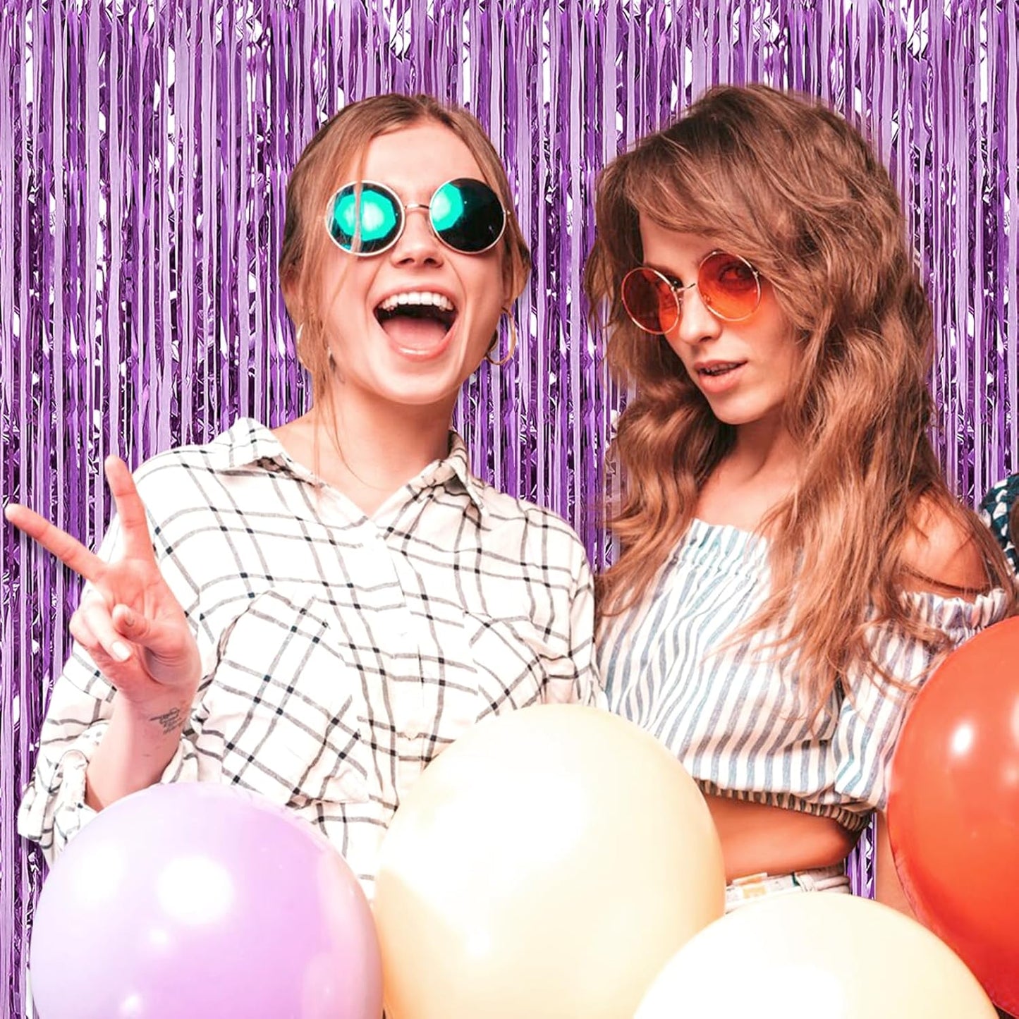 3 Pack Light Purple Foil Fringe Curtain Backdrop, 3.28Ft x 8.2Ft Metallic Tinsel Foil Fringe Streamer Curtains for Photo Booth, Christmas Day, Thanksgiving, Wedding, New Year Party Decorations