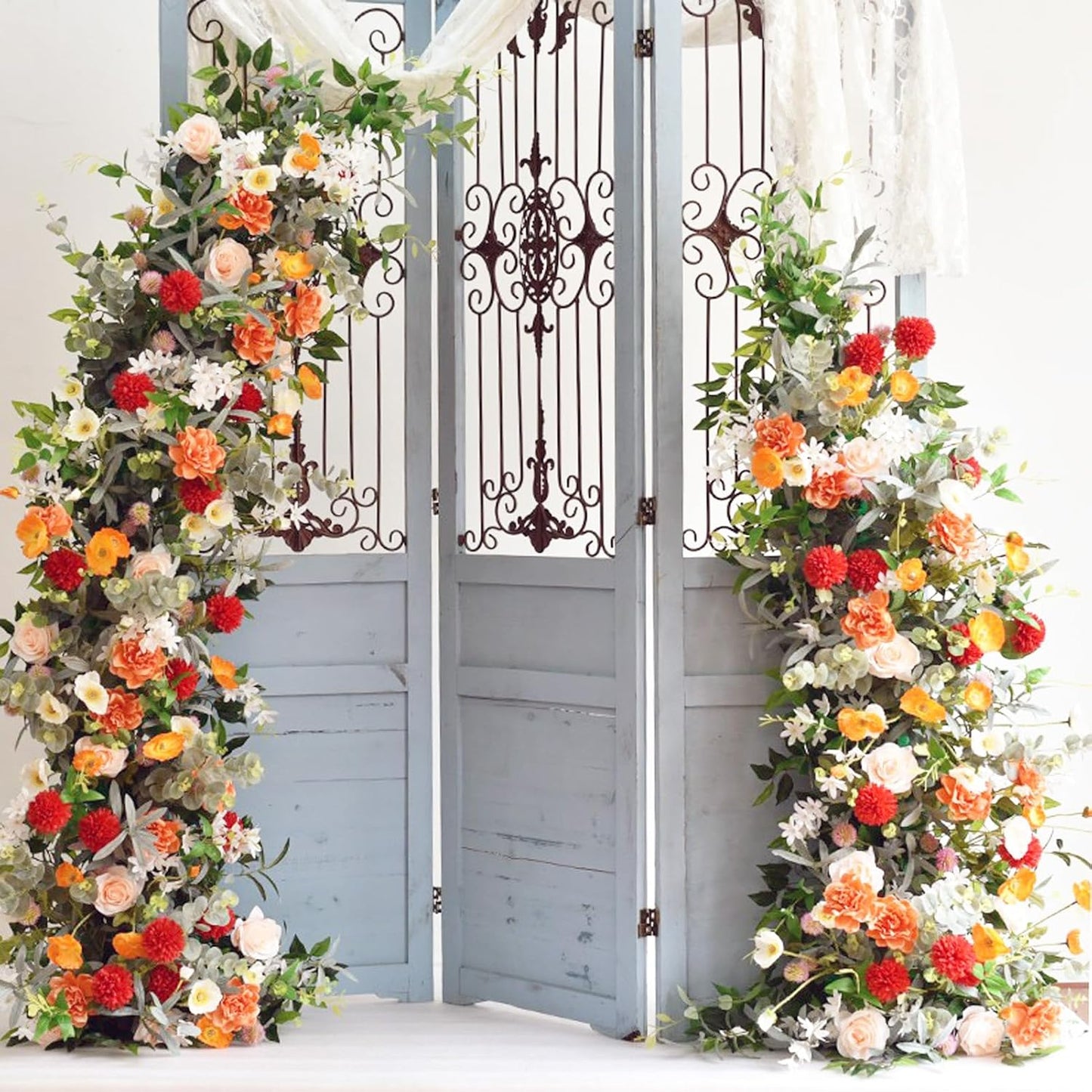 2pcs Large Wedding Arch with Base Flower Stand Arch Bracket Stand Backdrop Stand for Wedding Party Elegant Decorations & Garden Climbing Plants Vines,8.2&6.9 FT-White