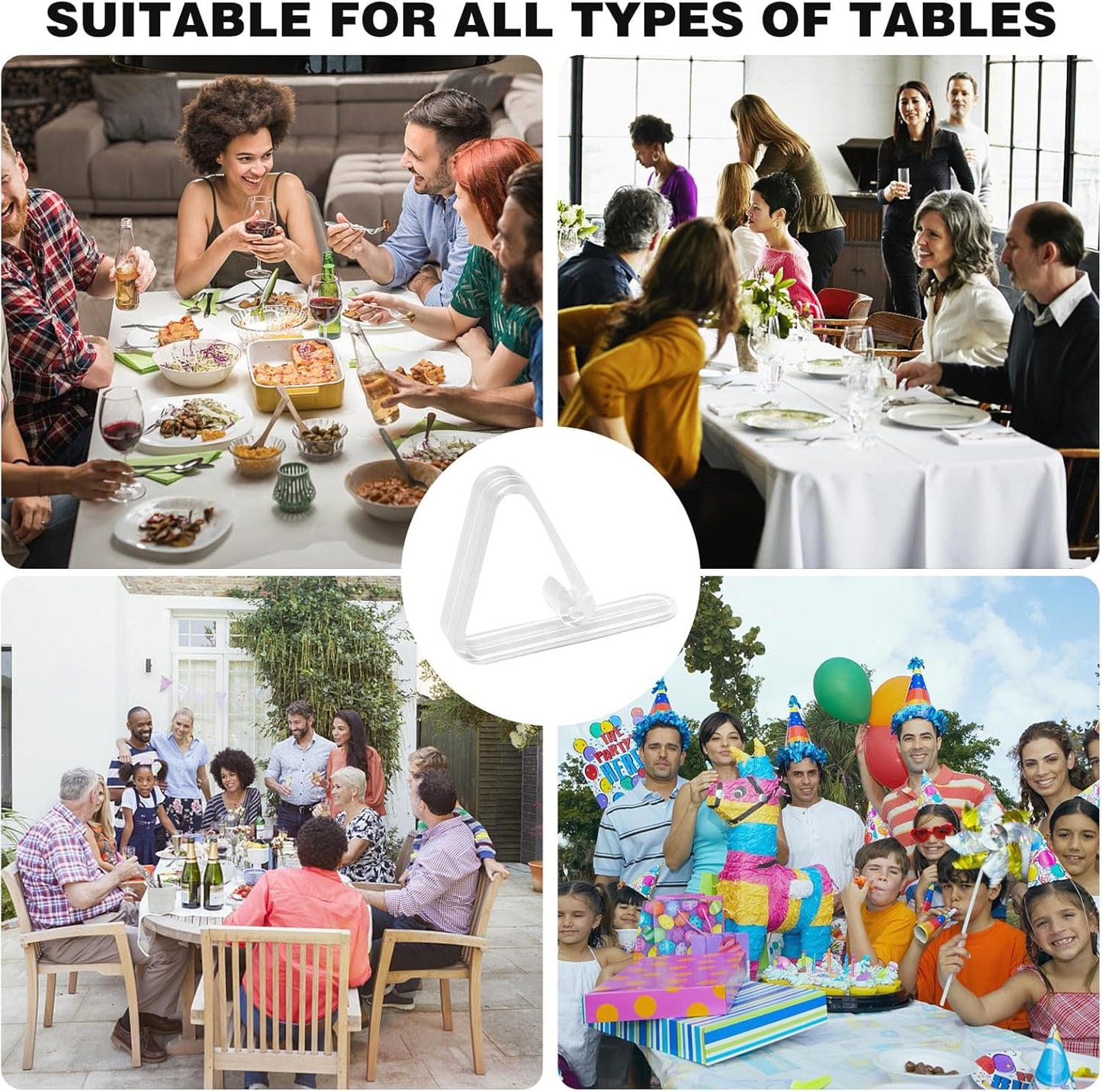 48 Pcs Plastic Table Cloth Holder - Clear Clips for Outdoor Picnic Tables, Skirt Clip to Hold Down Tablecloth for Party Events