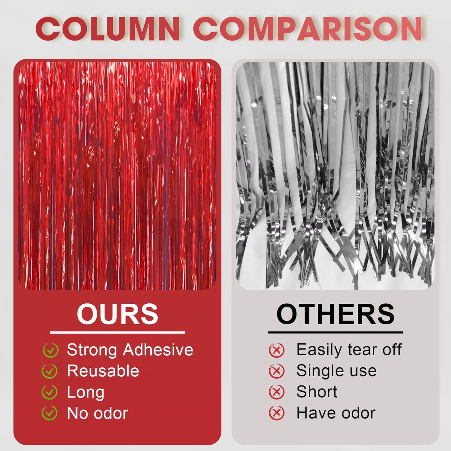 3 Pack 3.3 x 6.6 ft Red Foil Fringe Backdrop Curtains, Tinsel Streamers Party Decorations, Fringe Backdrop for Birthday, Baby Shower, Gender Reveal, Graduation