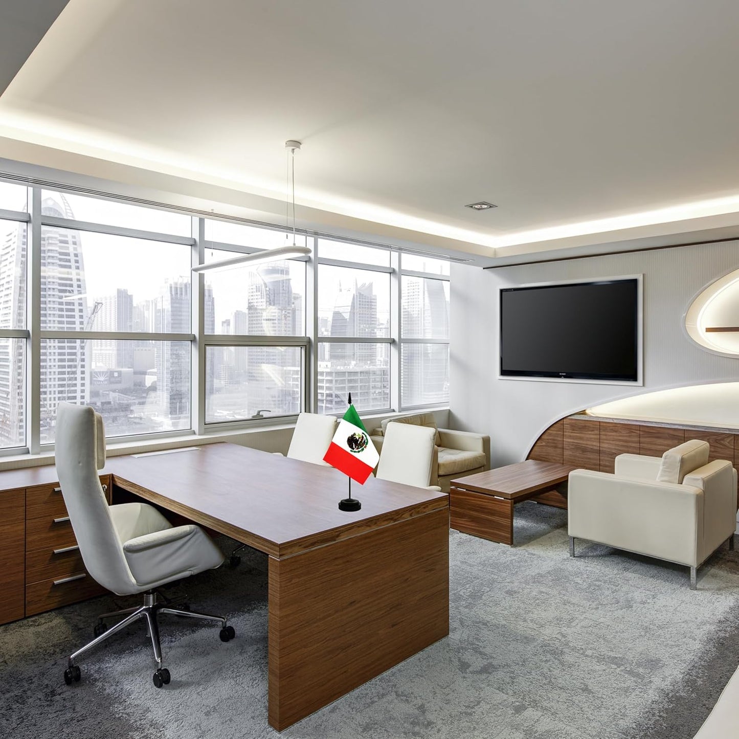 2 Pack Mexico Desk Flag, Mexican Table Office Flag with Solid Pole and Stand Base, International Country Flag, Festival Celebration, Classroom Meeting Desktop Decoration (Mexico)