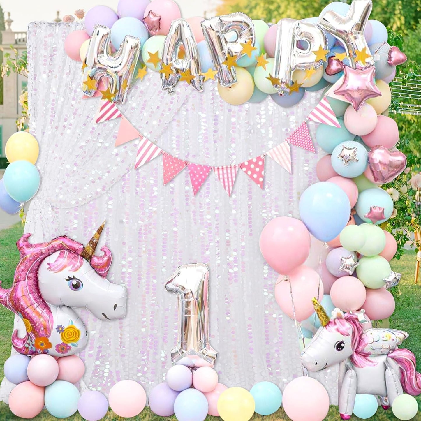 Large Payette Sequin Backdrop 2 Panels 4ftx8ft Iridescent White Glitter Fabric Curtains Mermaid Themed Party Backdrop Backgrounds