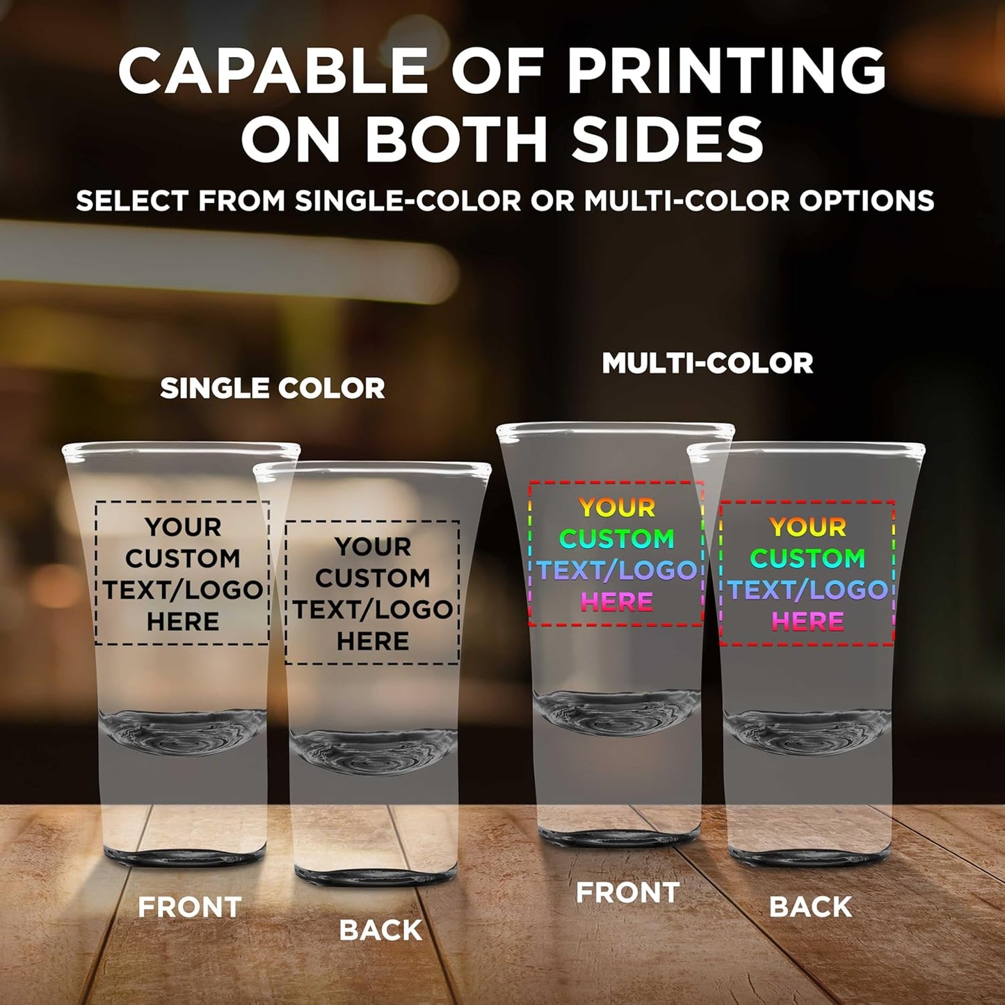 Custom 2 oz. Lord Shooter Etched Shot Glasses, 100 pack, Personalized Text, Logo, 21st Birthday Party, Lounge Glassware, Black