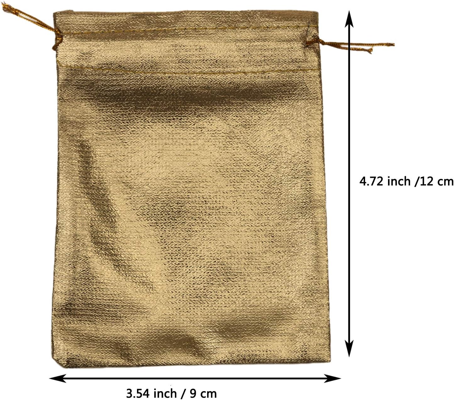 Pack of 100 3.54"x4.72" Heavy Duty Gold Drawstring Organza Jewelry Pouches Wedding Party Christmas Favor Gift Candy Chocolate Bags (Gold, 3.54"x4.72")
