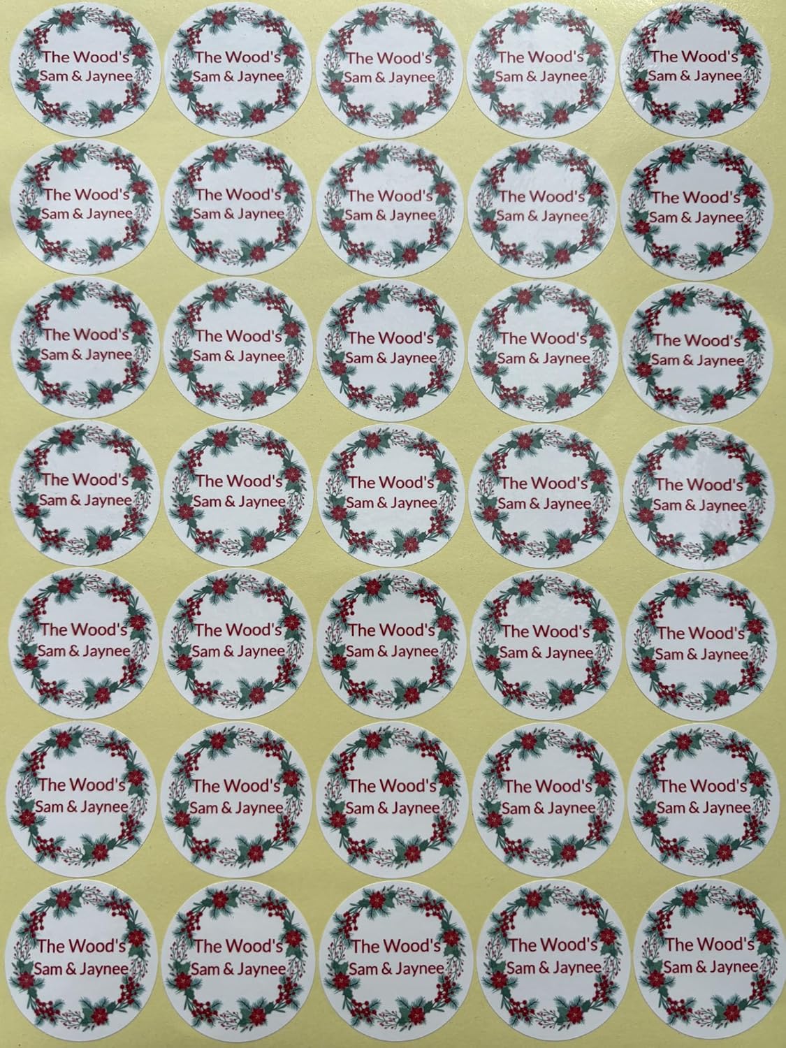 Premium Custom Stickers Labels - Personalized Stickers for Businesses Logo and Name. Birthday Pets and Label Product Boxes Wedding Favors Waterproof Labels (Wreath 5, 3 inch)