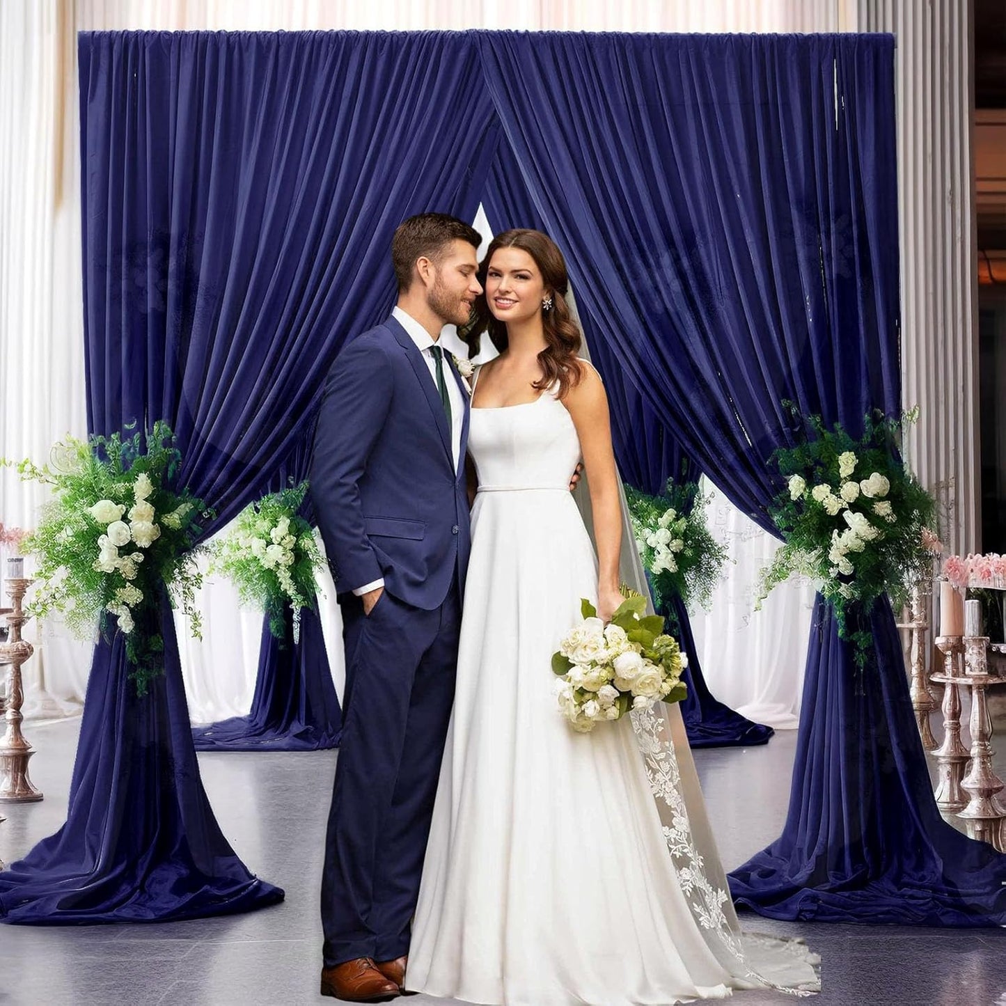 10 x 7 Feet Royal Blue Backdrop Curtain for Partie, Background Curtains for Photoshoot, Birthday, Wedding, Halloween, Thanksgiving, Christmas Day, New Year Party Decorations 5Ft x 7Ft, 2 Panels