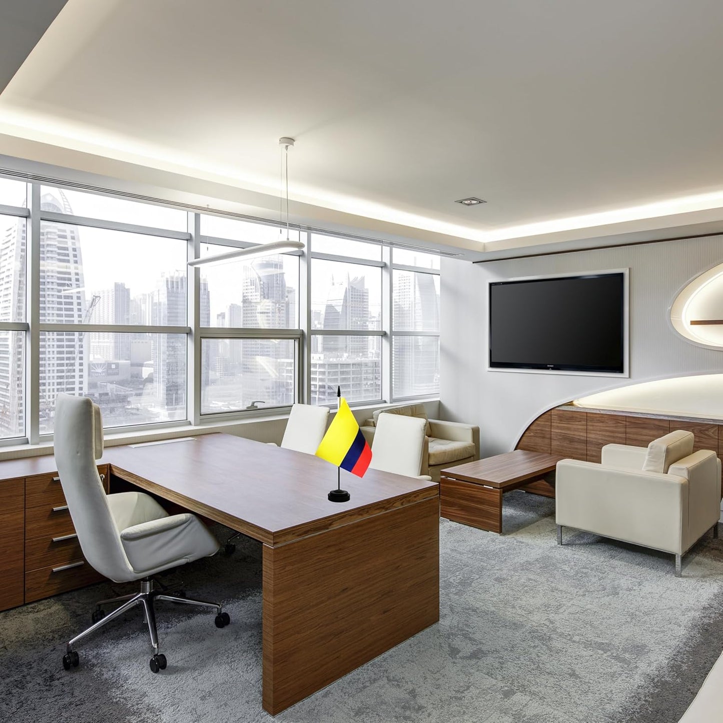 2 Pack Colombia Desk Flag, Colombian Table Office Flag with Solid Pole and Stand Base, International Country Flag, Festival Celebration, Classroom Meeting Desktop Decoration (Colombia)