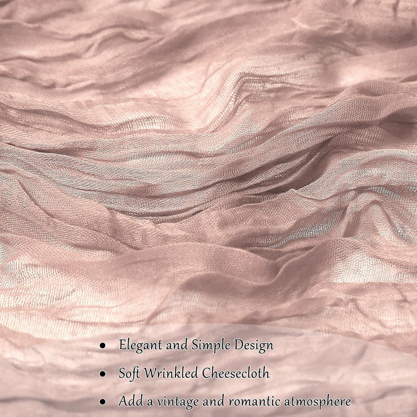 10-Pack Dusty Pink Cheesecloth Table Runners – 10FT (35x120 Inch) Boho Rustic Gauze Fabric Cheese Cloth Table Runner for Weddings, Baby Showers, Bridal Shower, Farmhouse & Birthday Party Decor
