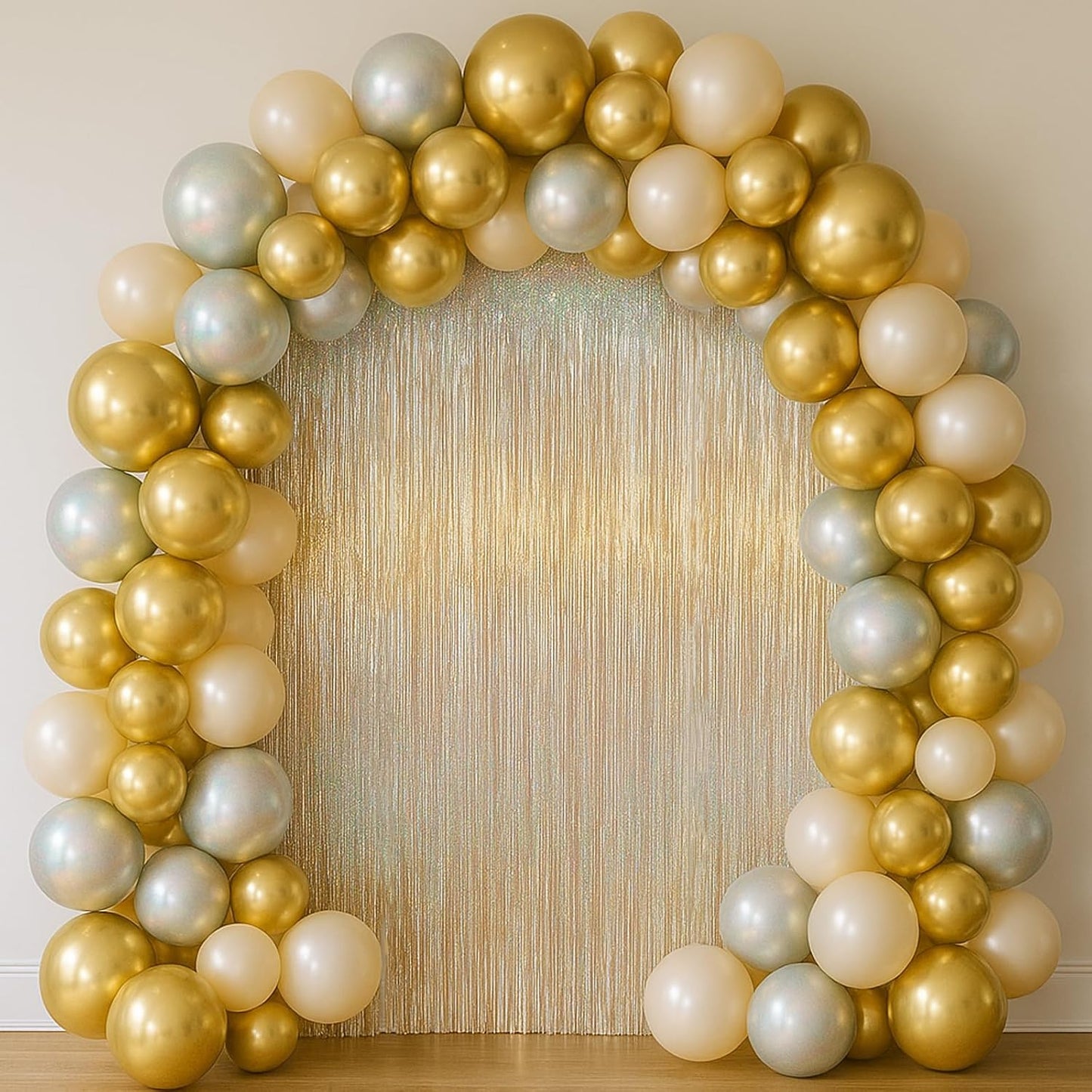 3 Pack 3.3 x 6.6 ft Champagne Foil Fringe Backdrop, Tinsel Streamers Party Decorations, Fringe Backdrop for Birthday, Photo Booth Props for Bachelorette, New Years Eve Party Supplies