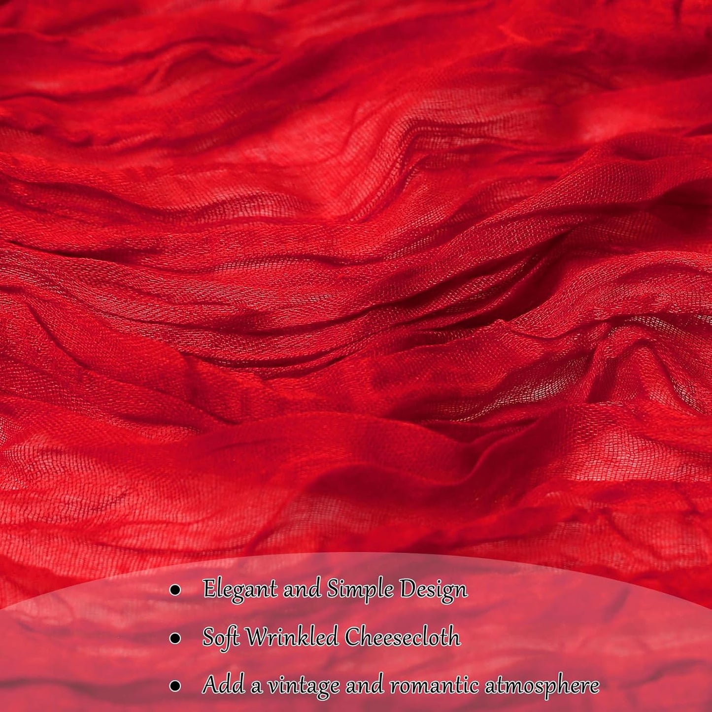 1-Pack Red Cheesecloth Table Runners – 10FT (35x120 Inch) Boho Rustic Gauze Fabric Cheese Cloth Table Runner for Weddings, Baby Showers, Bridal Shower, Farmhouse & Birthday Party Decor
