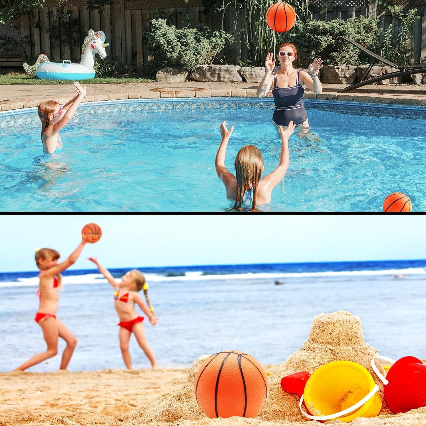 18 Pcs 5" Mini Basketball Set with Pump, PVC Small Basketball for Over The Door Hoop Games, Party Favors, Indoor Outdoor Play, Adults Kids, Pool Beach