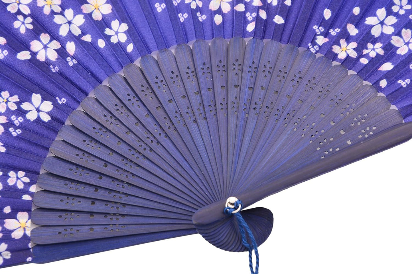 Amajiji 8.27"(21cm) Hand Held Bamboo Silk Folding Fan Hand Fan,Chinese/Japanese Charming Elegant Vintage Retro Style,Women Ladys Girls Best Gifts (Blue)