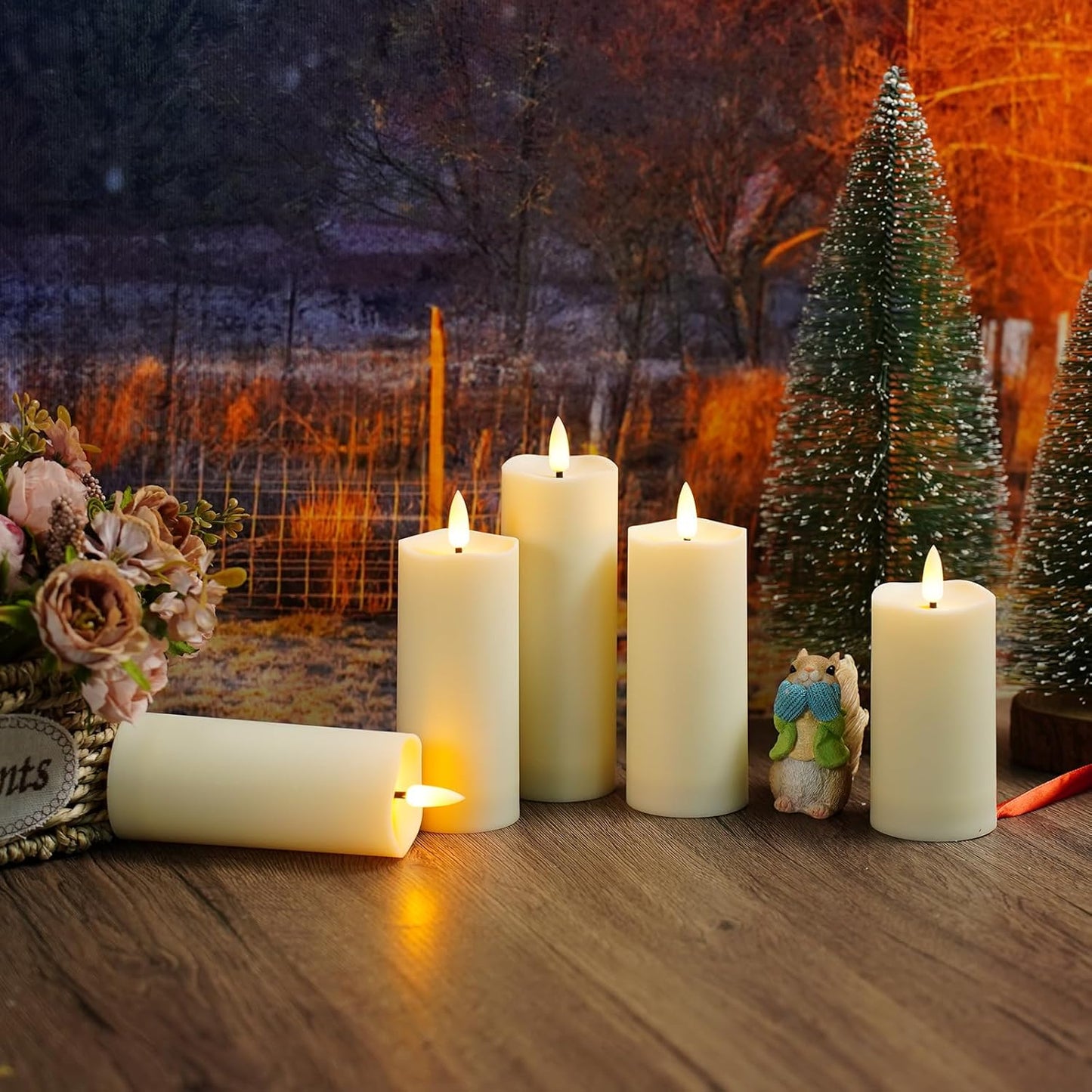 Plastic Waterproof Outdoor flameless Candles, LED Candles, with Remote Control and Timer, Battery-Powered Candles, Suitable for Camping, courtyards and Home Decoration,Set of 2(Ivory)