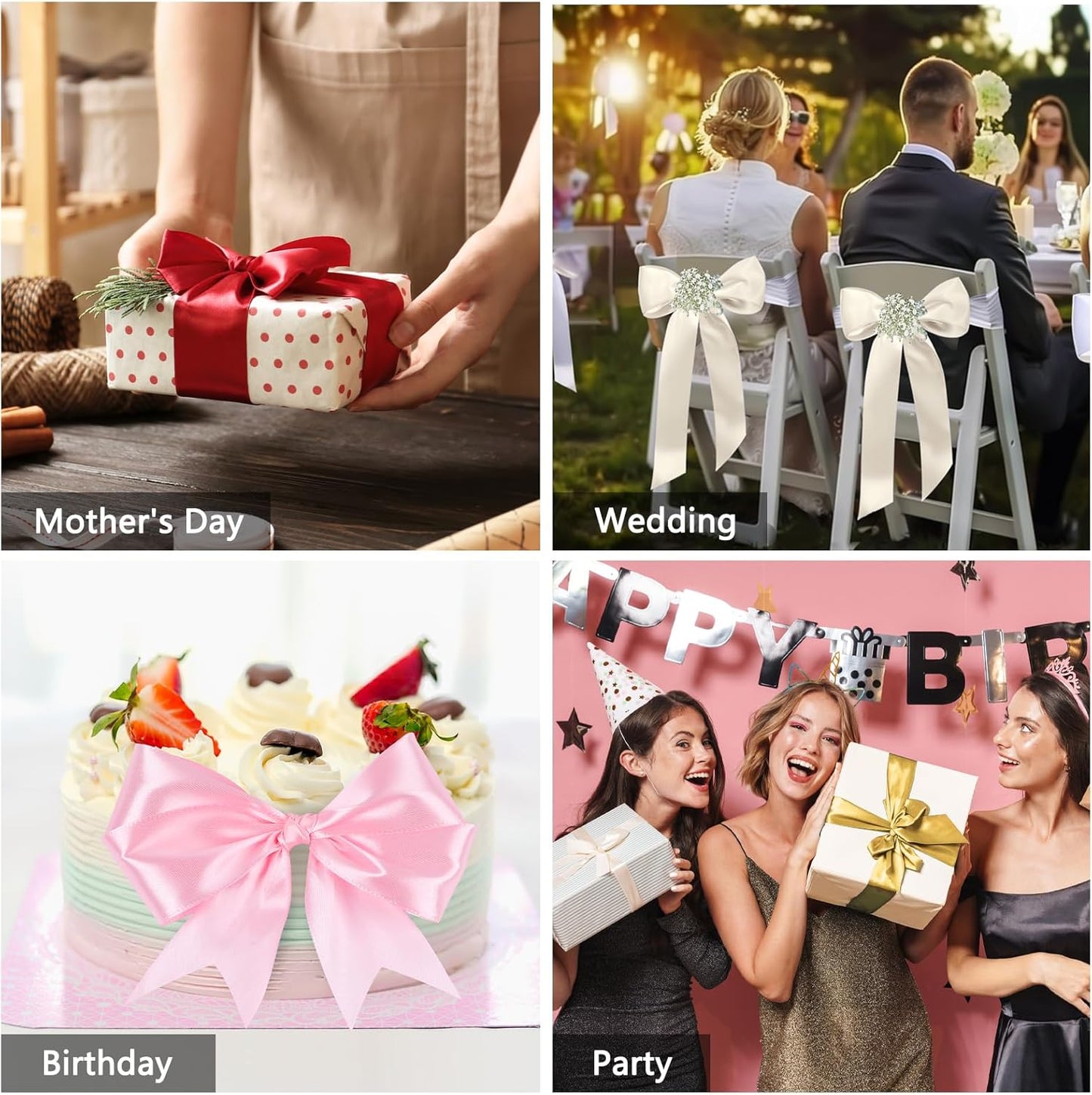 NESCCI 60 Yards Ribbon,1-1/2 Inch Gold Satin Ribbon,Single Face Satin Ribbons,Perfect for Gift Wrapping,Wedding Decoration,Handmade Bows,Wrapping Bouquet and More