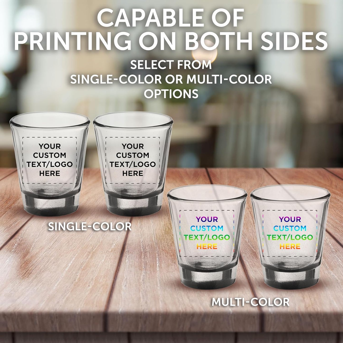 Custom Shot Glasses 1.75 oz. Set of 50, Personalized Bulk Pack - Great for Wedding Favors, Bachelorette Party Decorations, Party Fovors, Color Bottom - Black