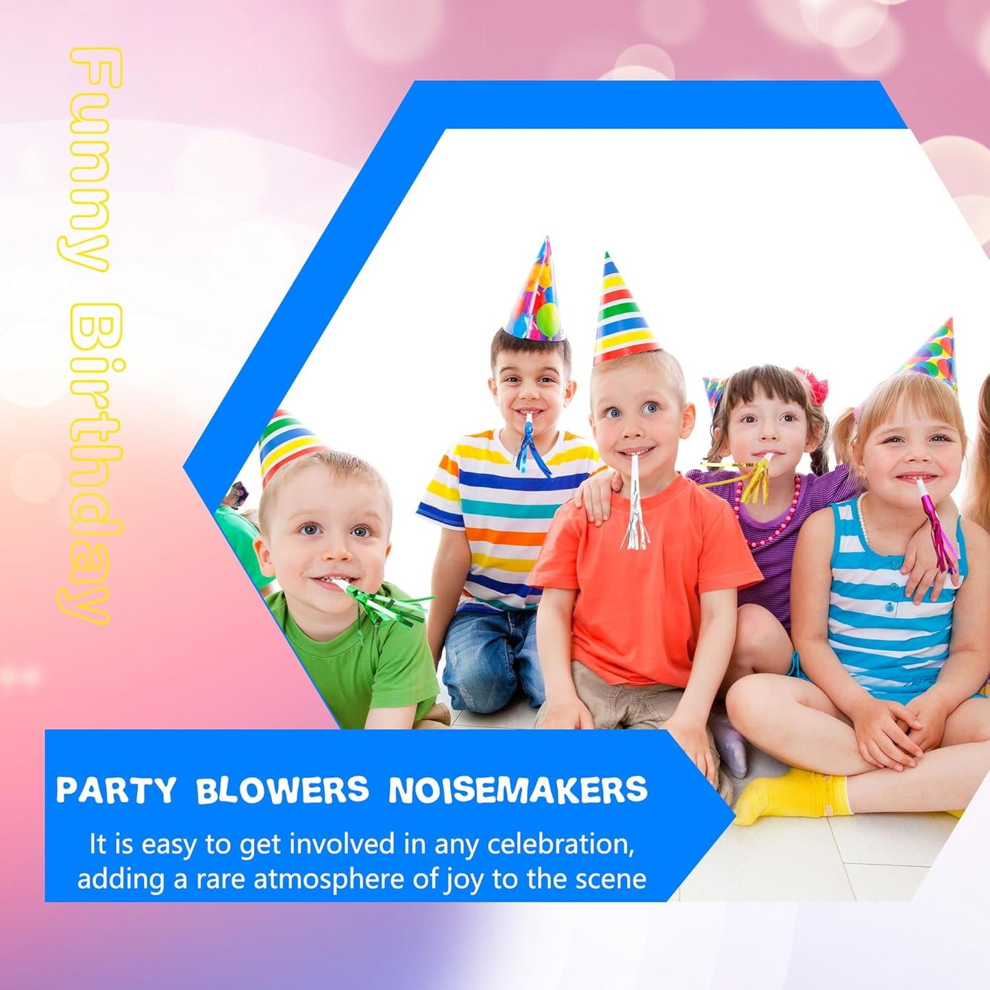 120 Pcs Glitter Bomb Noise Maker Gold Metallic Fringed Squawker Blowouts Silver Musical Blower Whistle for Birthday New Years Party Supplies Sporting Events Graduation (Multicolor Set 1)