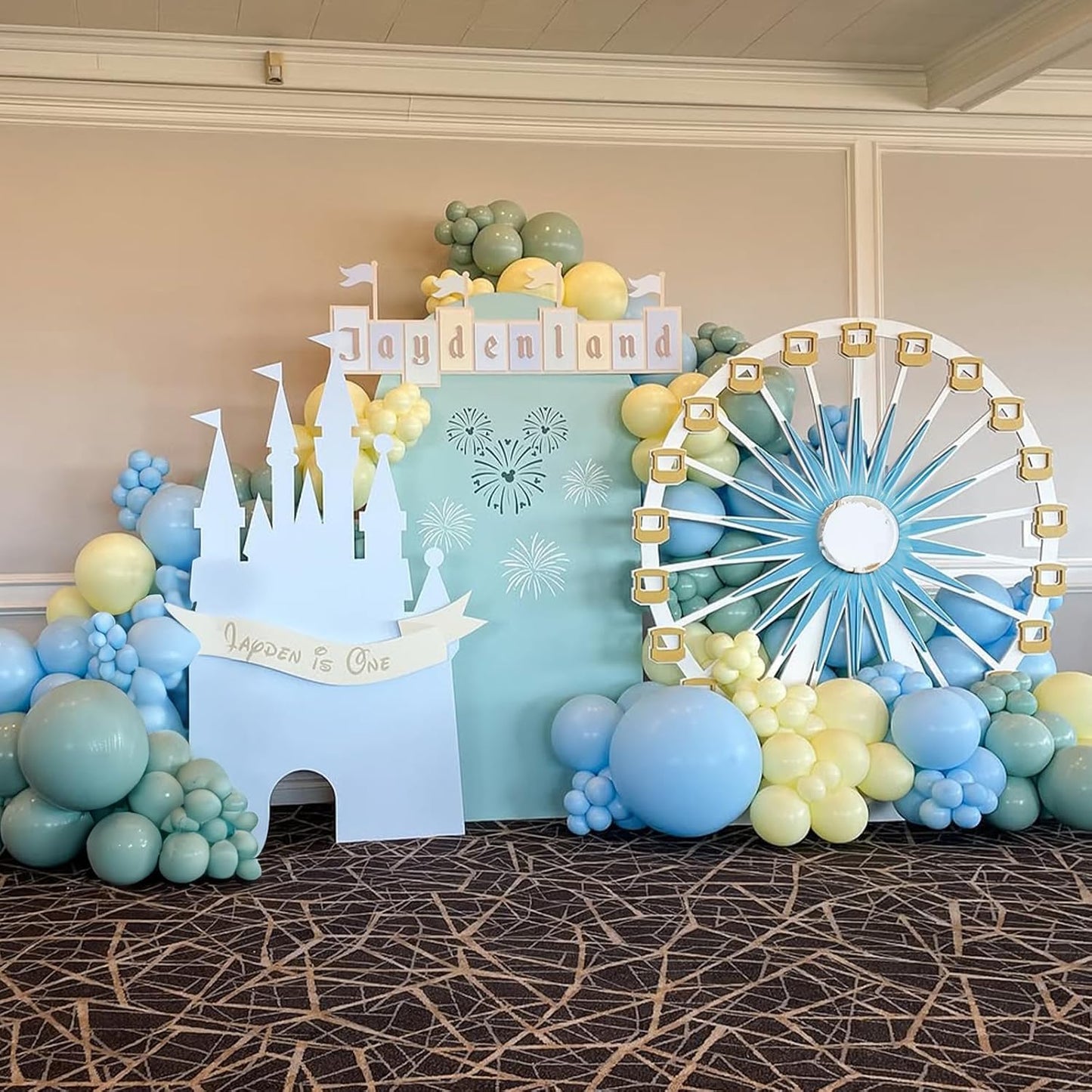 Sage Green Dusty Blue Yellow Balloon, 12 Inch Fog Slate Blue Balloons with Olive Green Yellow Balloon for Oh Baby Shower Bridal Shower Birthday Wild One Party Bee Theme Party Deocration Supplies