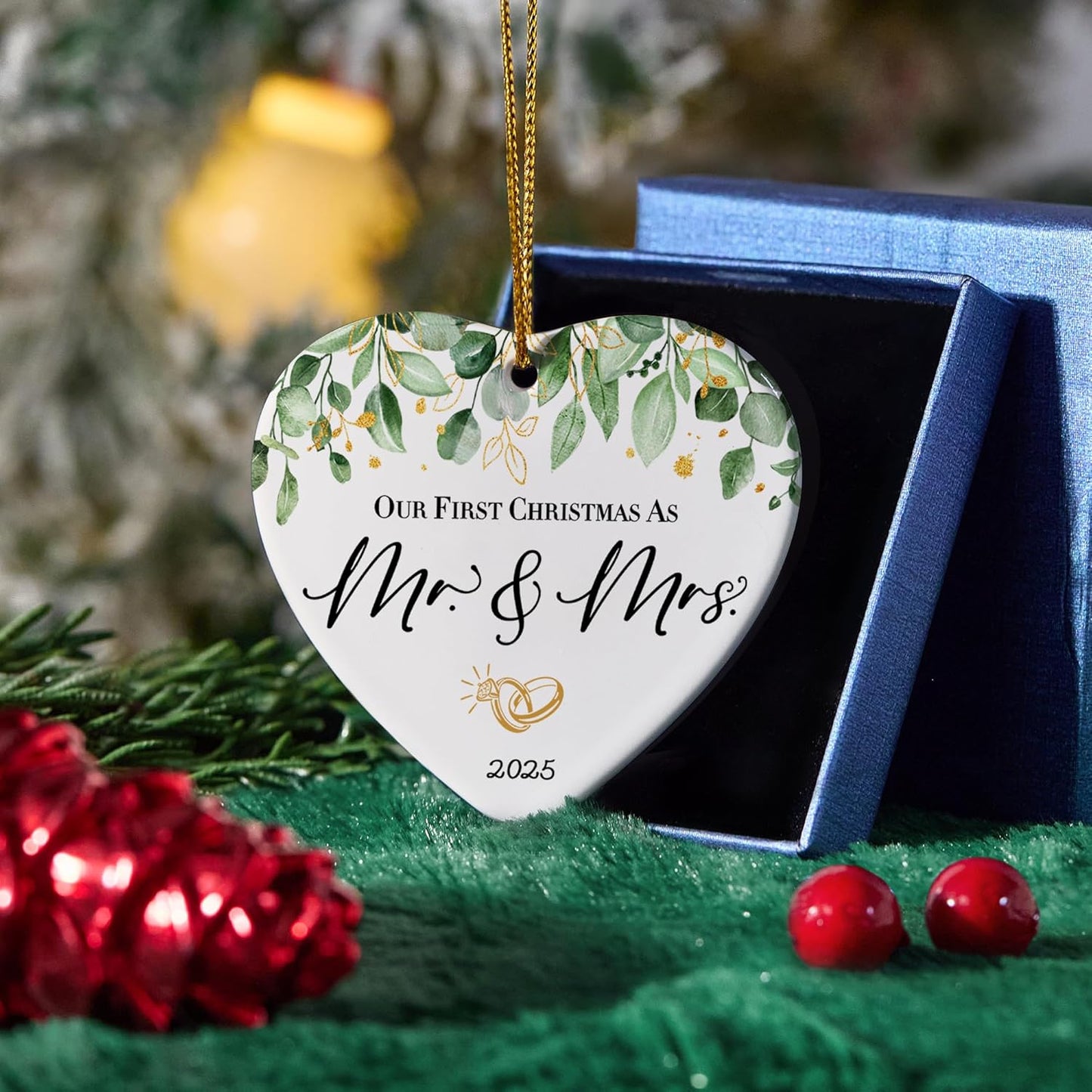 Wedding Gifts for Couples 2025,First Christmas Married Ornament 2025 Mr and Mrs Gifts,Bridal Shower Gift,Just Married Gift for Newlywed Couple Bride