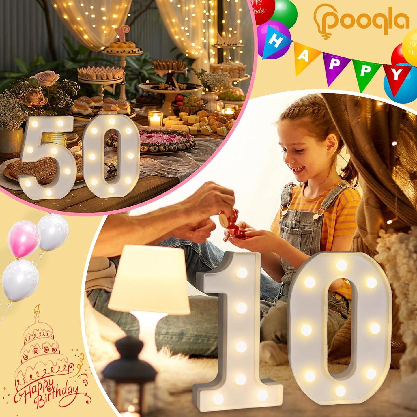 Pooqla 40th Birthday Decorations for Her Him, Light Up Number 40 for Party Table Decorations, 40th Birthday Gift for Women Men, Backdrop Wall Decor for 40th Wedding Anniversary Decoration