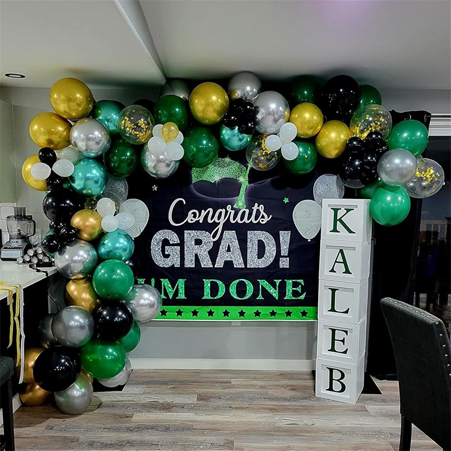 Dark Green Gold and Black balloons, 60Pcs Dark Green Black Metallic Green Silver Gold Confetti Latex Balloons for Video Game Party Balloons, Wedding, Jungle Safari Animal Theme Birthday Decoration