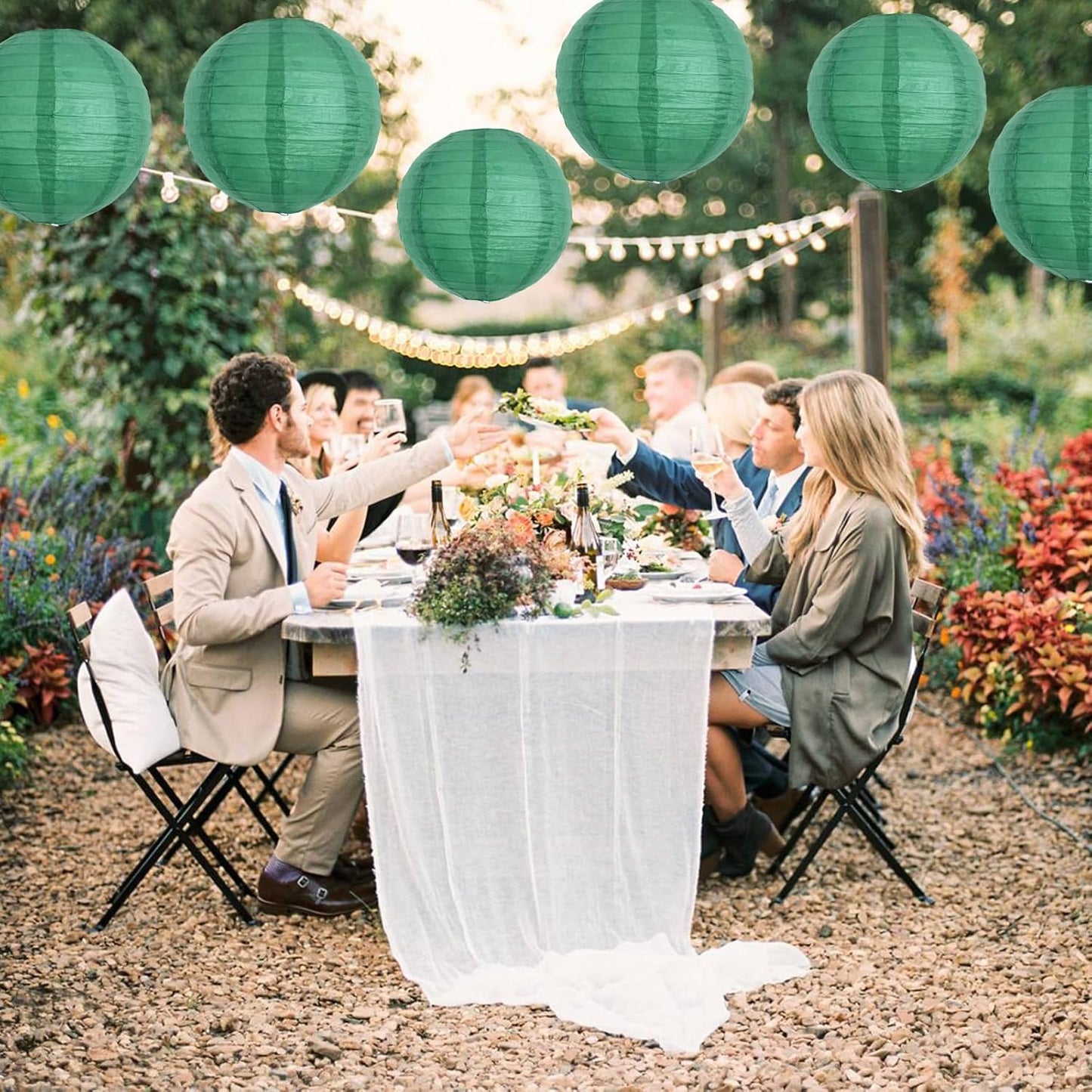 BEISHIDA 12-Inch Green Round Paper Lanterns Hanging Decorative Chinese Paper Lanterns Lamp for Birthday Wedding Party Irish Party Saint Patricks Day Decoration and Baby Bridal Shower(6 Packs)