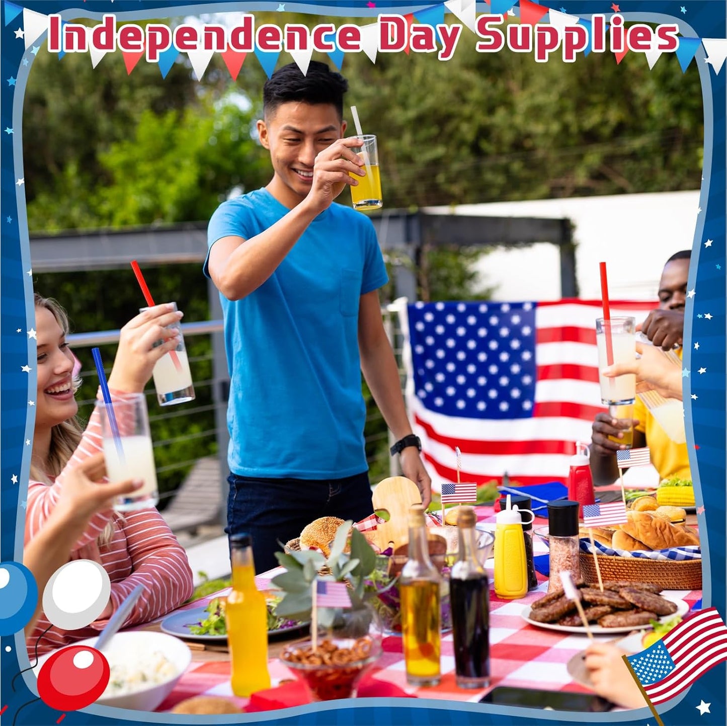 120 Pcs Plastic Straws Red Blue White Star Shaped Straws Patriotic Disposable Drinking Cute Straw for Veterans Day 4th of July Independence Day Party Beverage Cocktail Remembrance Supplies