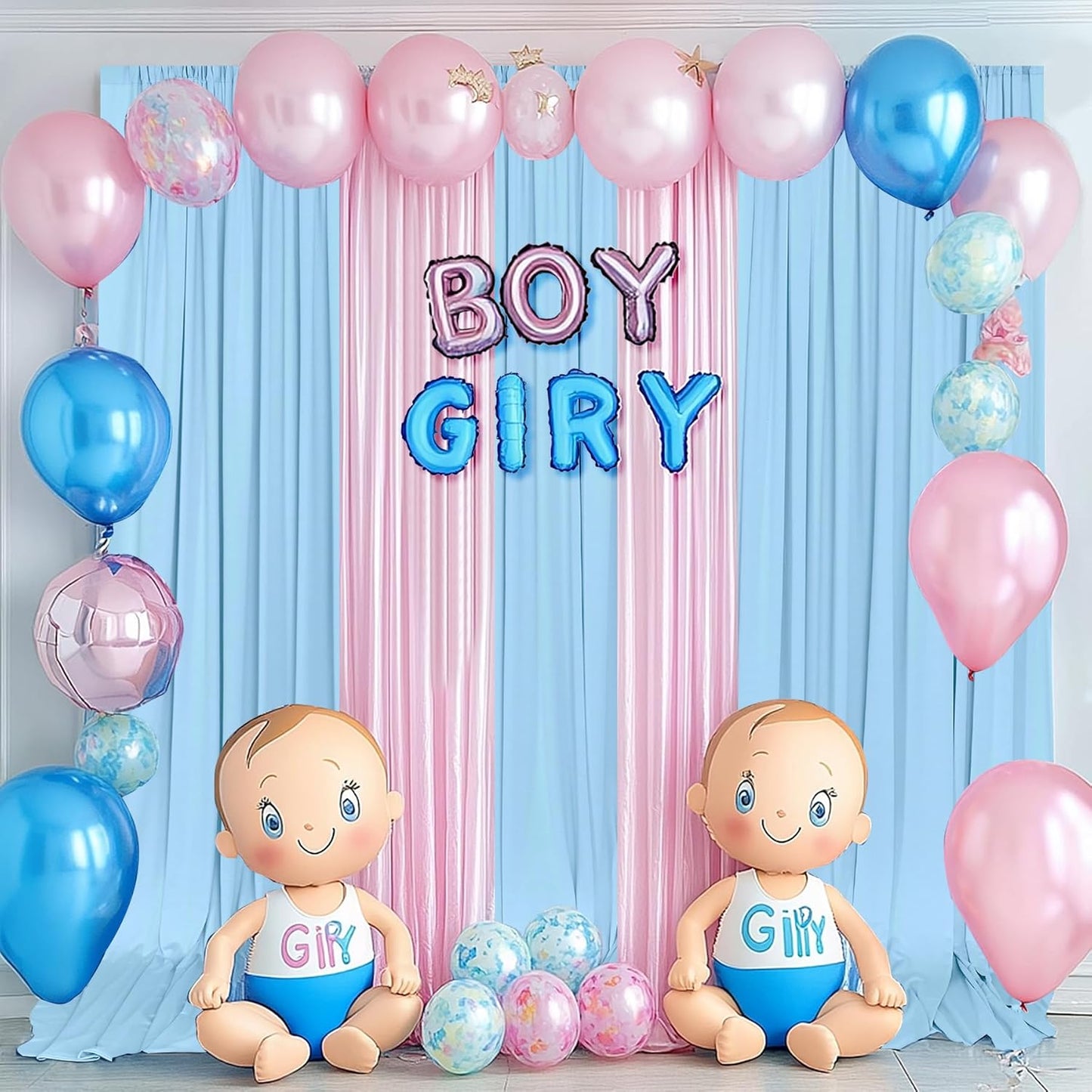 20 x 10ft Wrinkle Free Dusty Blue Backdrop Curtains for Parties Weddings, Thick Silky Polyester Fabric Backdrop Drapes, 4 Panels 5X 10 ft Photo Background Cloth for Birthday Gender Reveal Photography