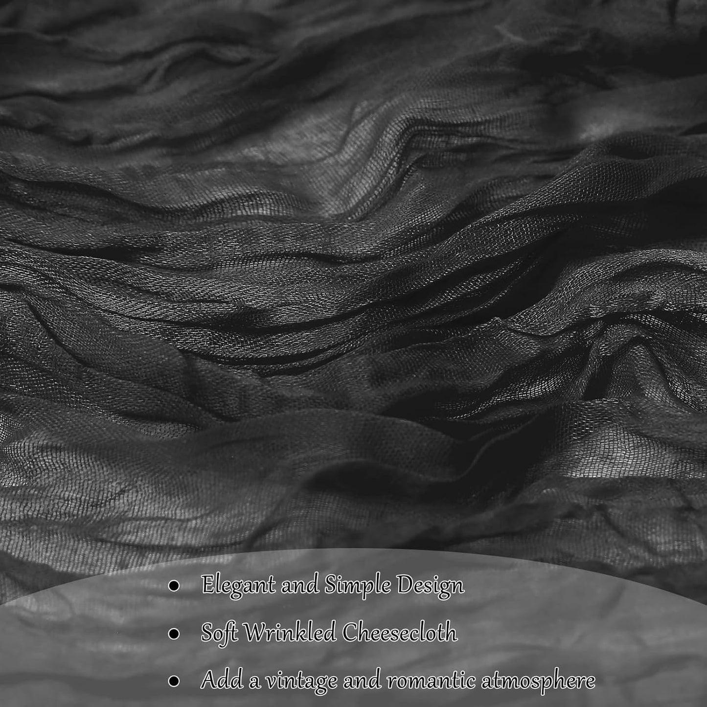 6-Pack Black Cheesecloth Table Runners – 10FT (35x120 Inch) Boho Rustic Gauze Fabric Cheese Cloth Table Runner for Weddings, Baby Showers, Bridal Shower, Farmhouse & Birthday Party Decor