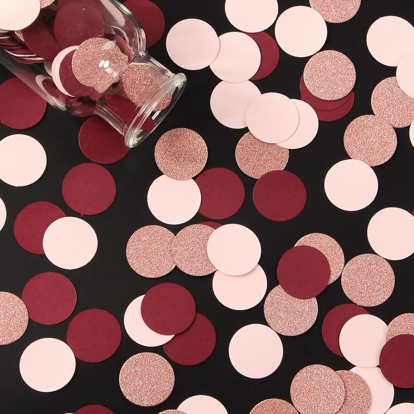 Rose-Gold Pink Burgundy Party Decorations - 300Pcs Paper Confetti Women Girl Birthday Decoration Baby Bridal Shower Wedding Brunch Engagement Bachelorette Mothers Valentines Galentines Day Decor