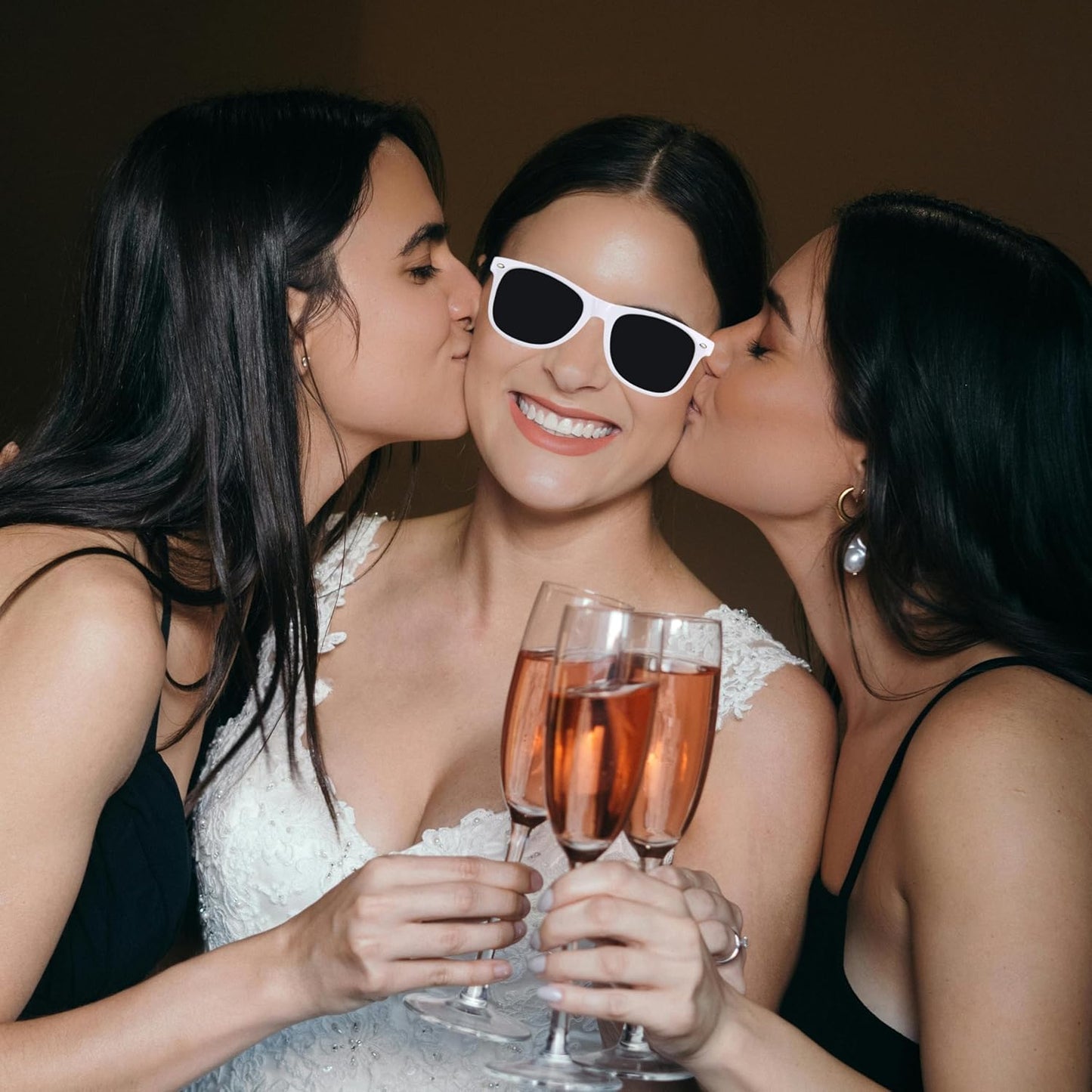 18pcs Bridesmaid Scrunchies Proposal Gifts Bachelorette Hair Claws Clips Girls heart sunglasses for Wedding Party Favors(light Pink)