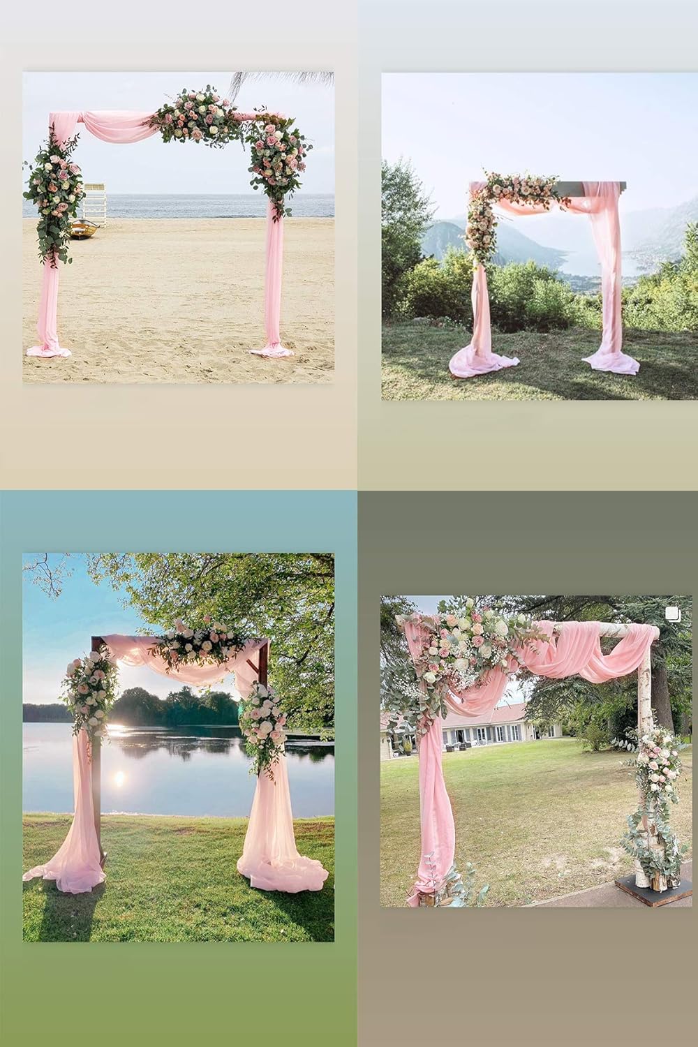Socomi Wedding Arch Draping Fabric 2 Panels 29" x 19Ft Blush Pink Sheer Chiffon Curtain Drapes 6 Yards for Wedding Ceremony Birthday Party Decoration