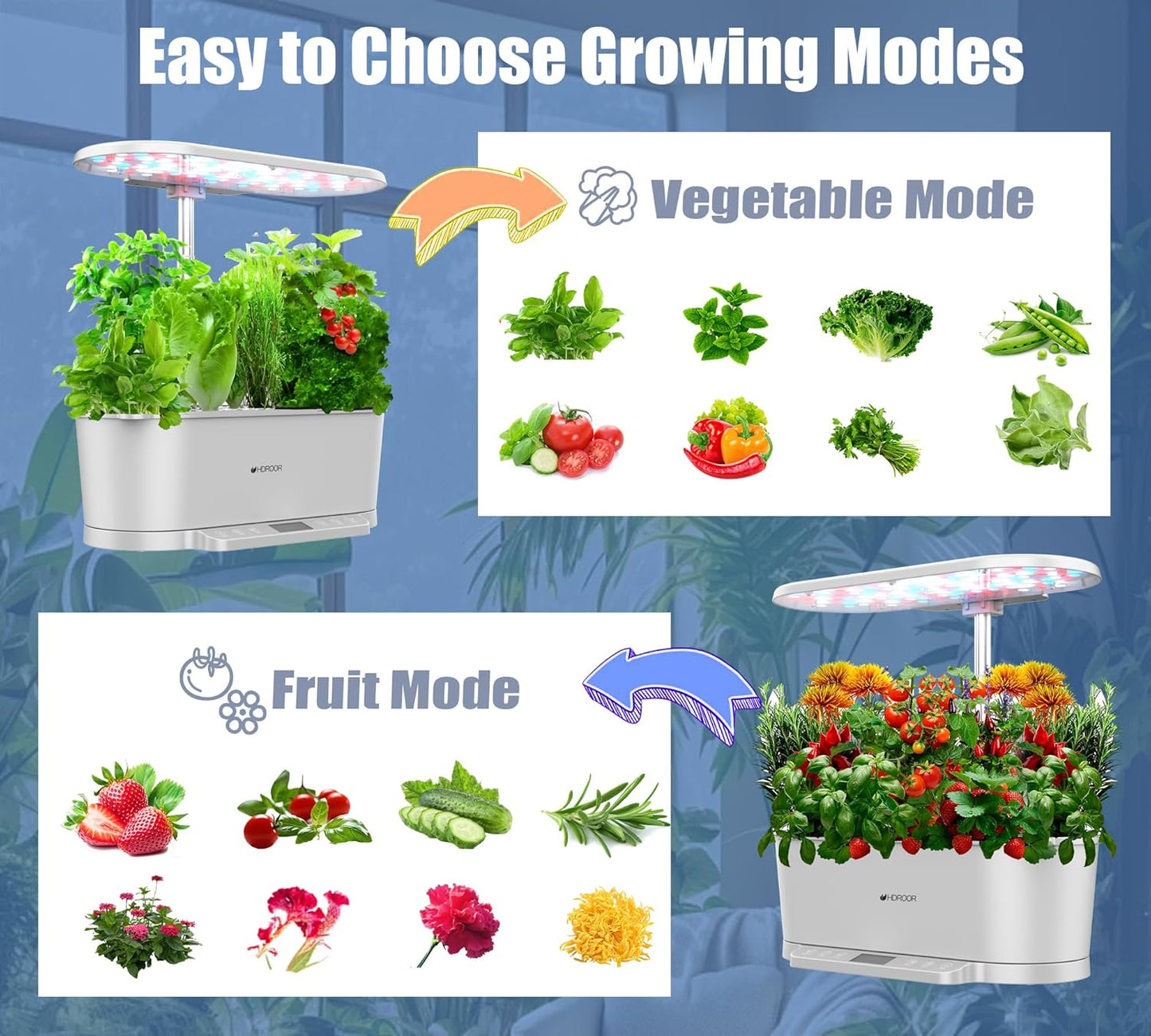Hydroponics Growing System Kit APP Controlled, Indoor Herb Garden Hydroponic 15 Pods 36W Grow Light, Smart Indoor Garden, Height Adjustable to 30", Water Shortage Alarm, Quiet Pump, Auto Timer, White